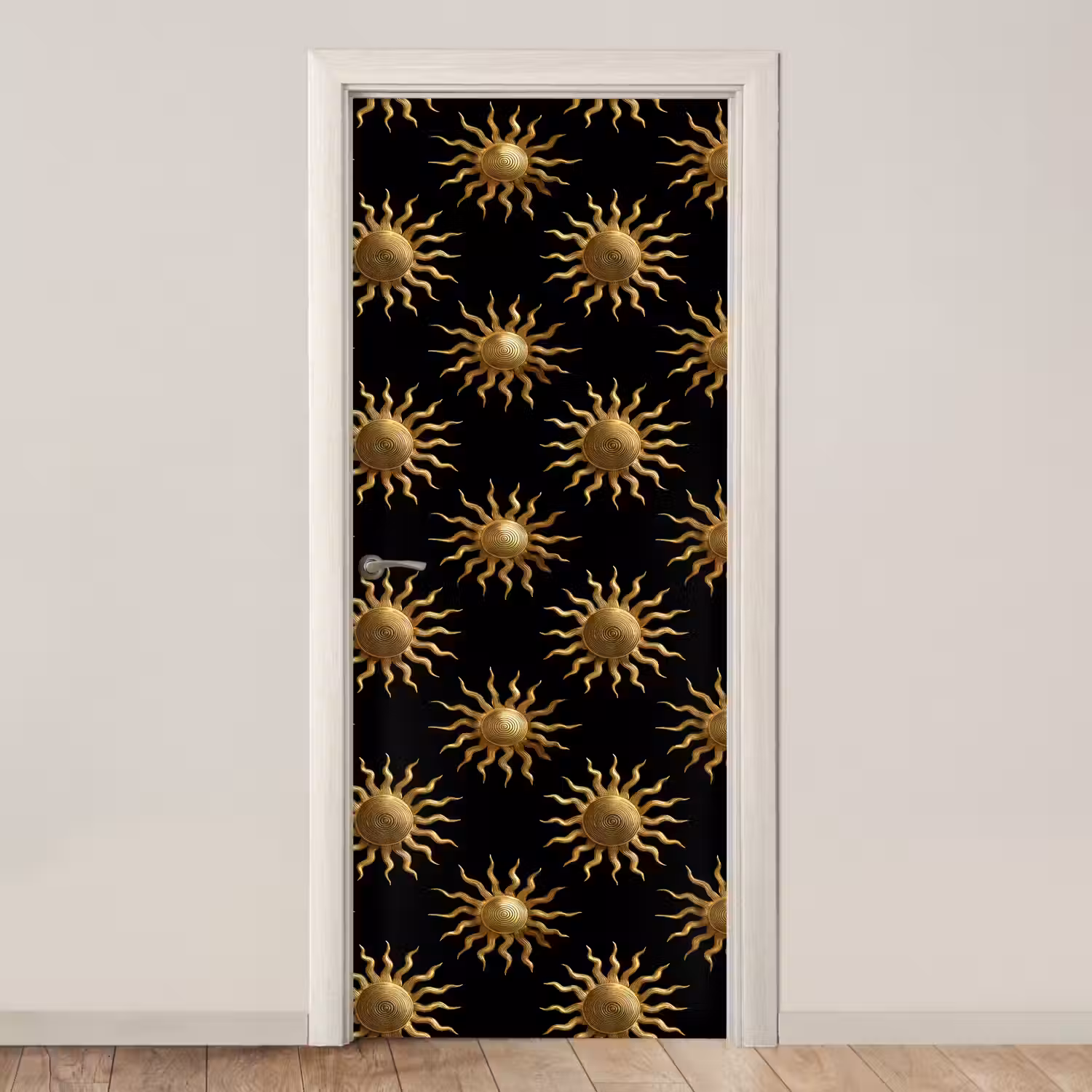 Zon - Patroon - Luxe - Goud - Zwart deurposter klein 289 -3d_beige