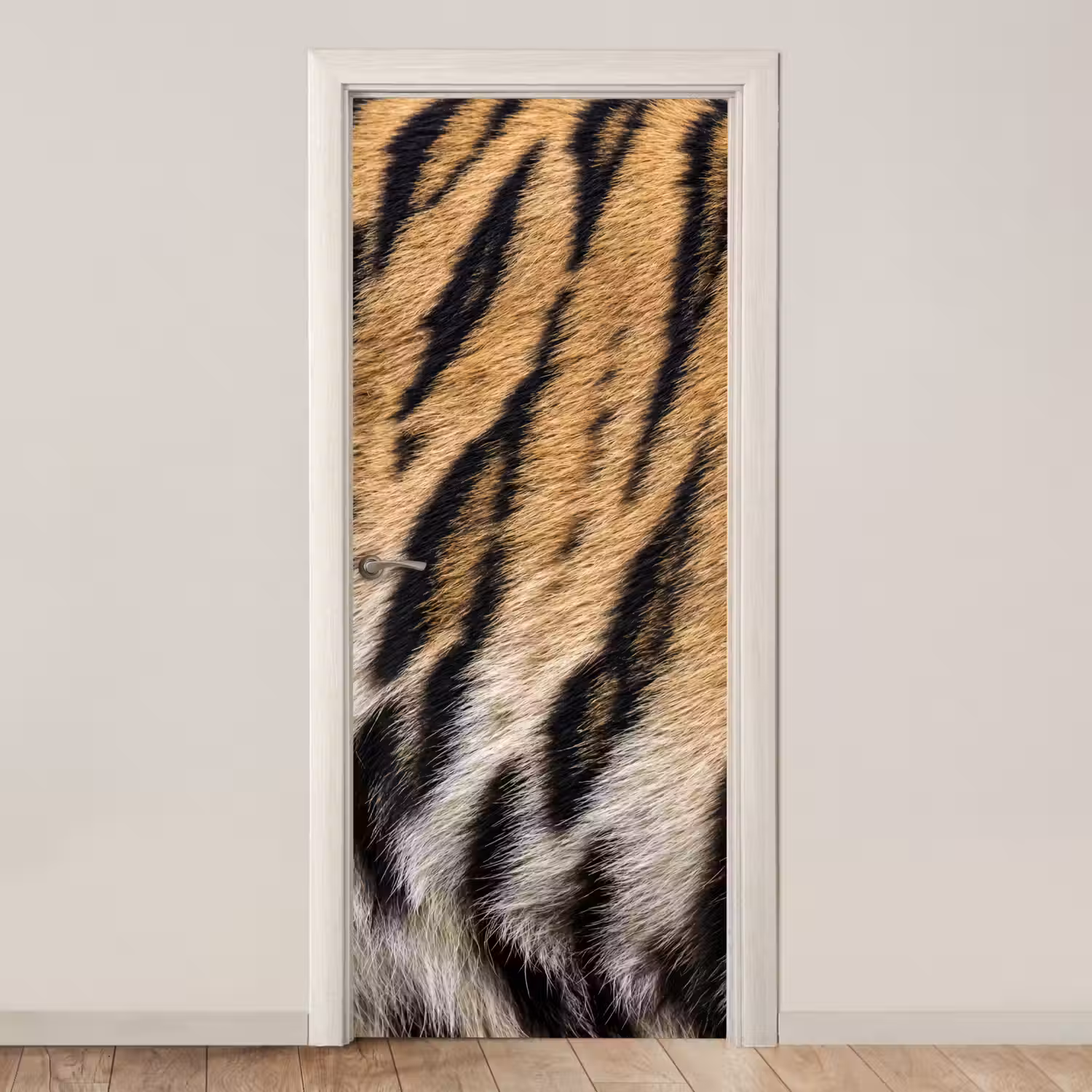 Tijgervacht - Klassiek - Zwart deurposter klein -3d_beige