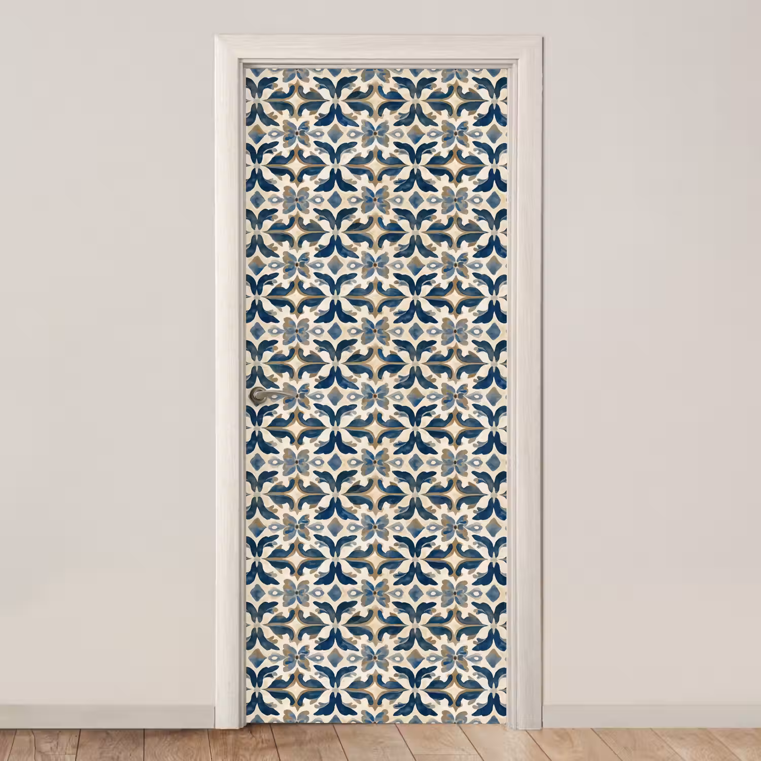 Tegel - Patroon - Blauw - Beige deurposter klein 289 -3d_beige