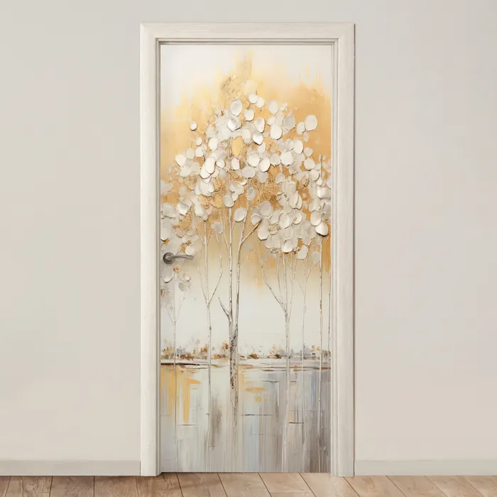 Bomen - Kunst - Acryl - Natuur deurposter klein -3d_beige