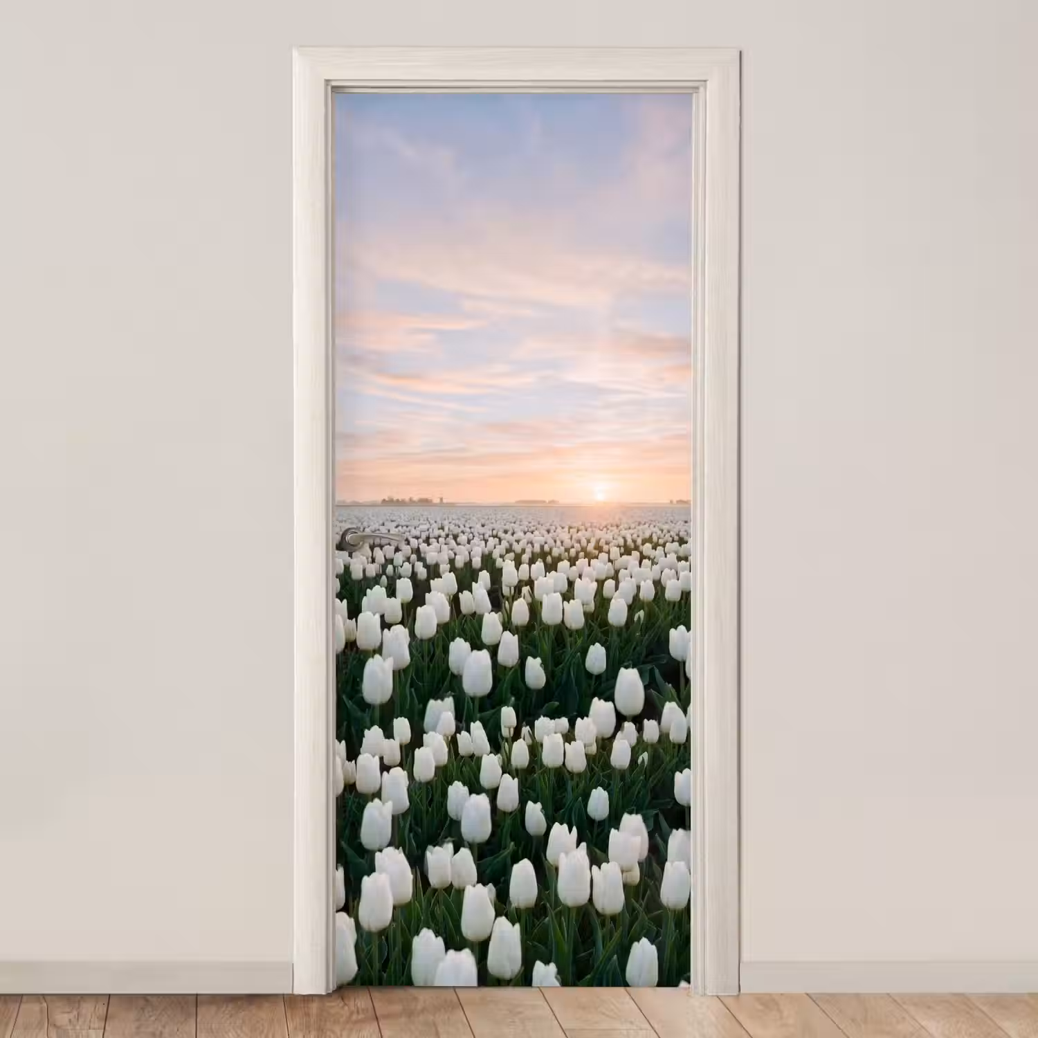 Tulpen - Landschap - Wit deurposter klein -3d_beige