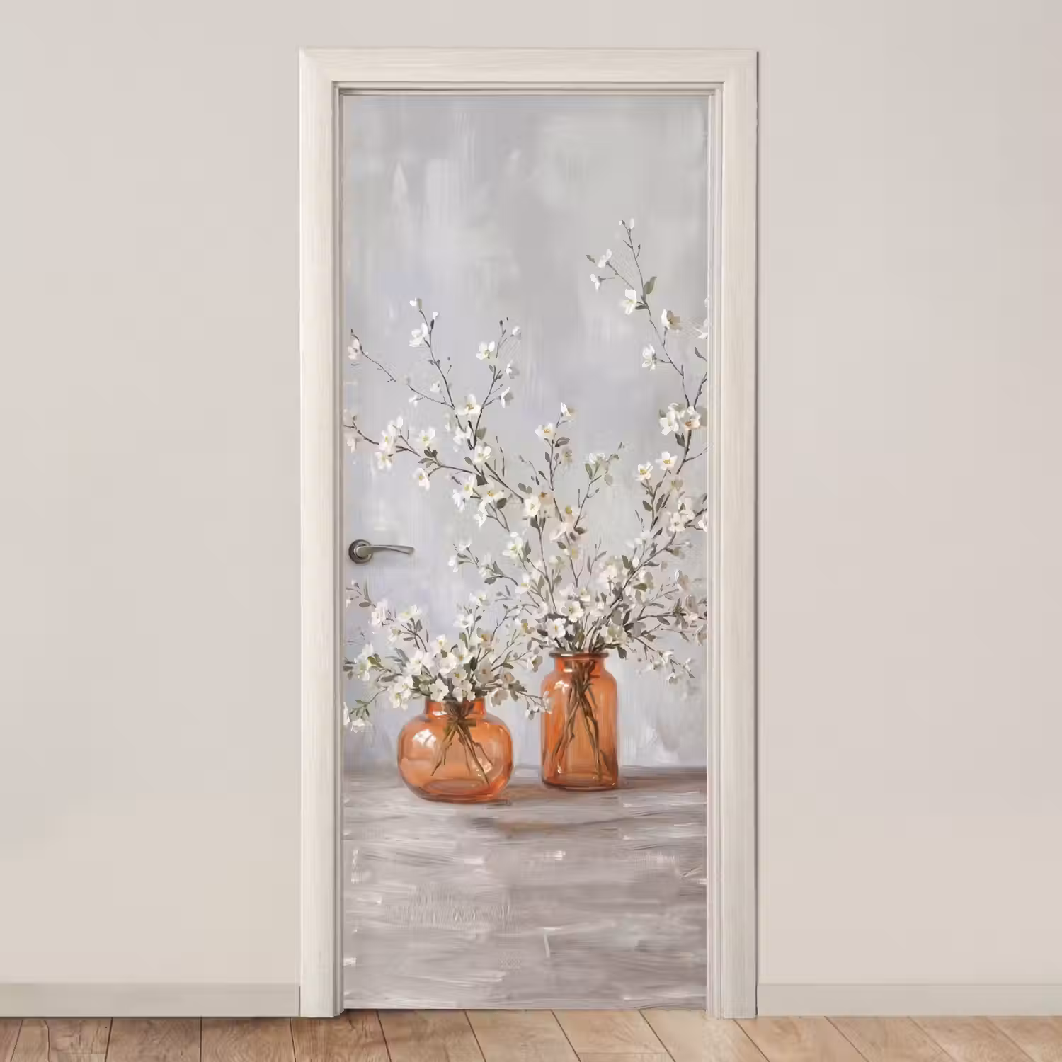 Vazen - Bloemen - Oranje deurposter klein -3d_beige