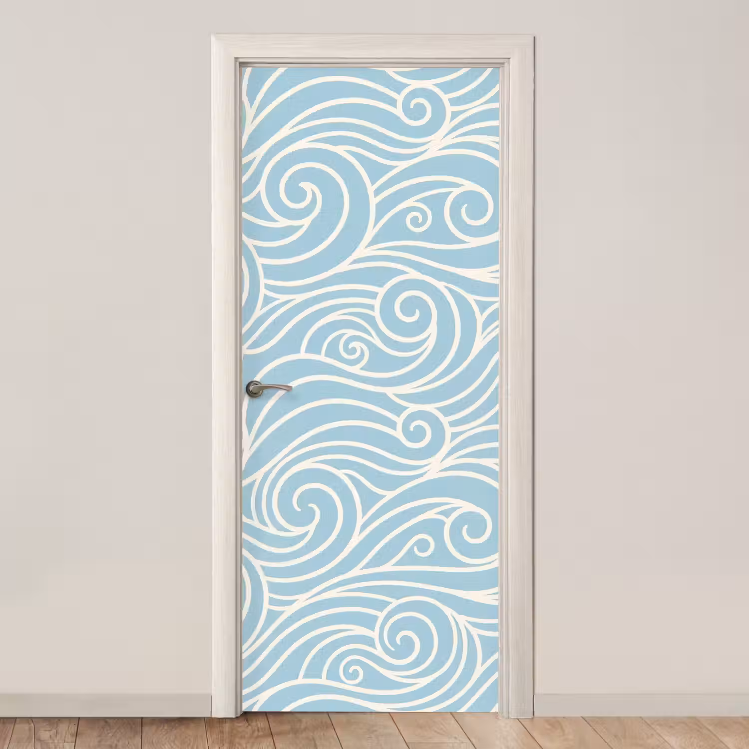 Golf - Abstract - Natuur - Modern - Blauw deurposter klein -3d_beige