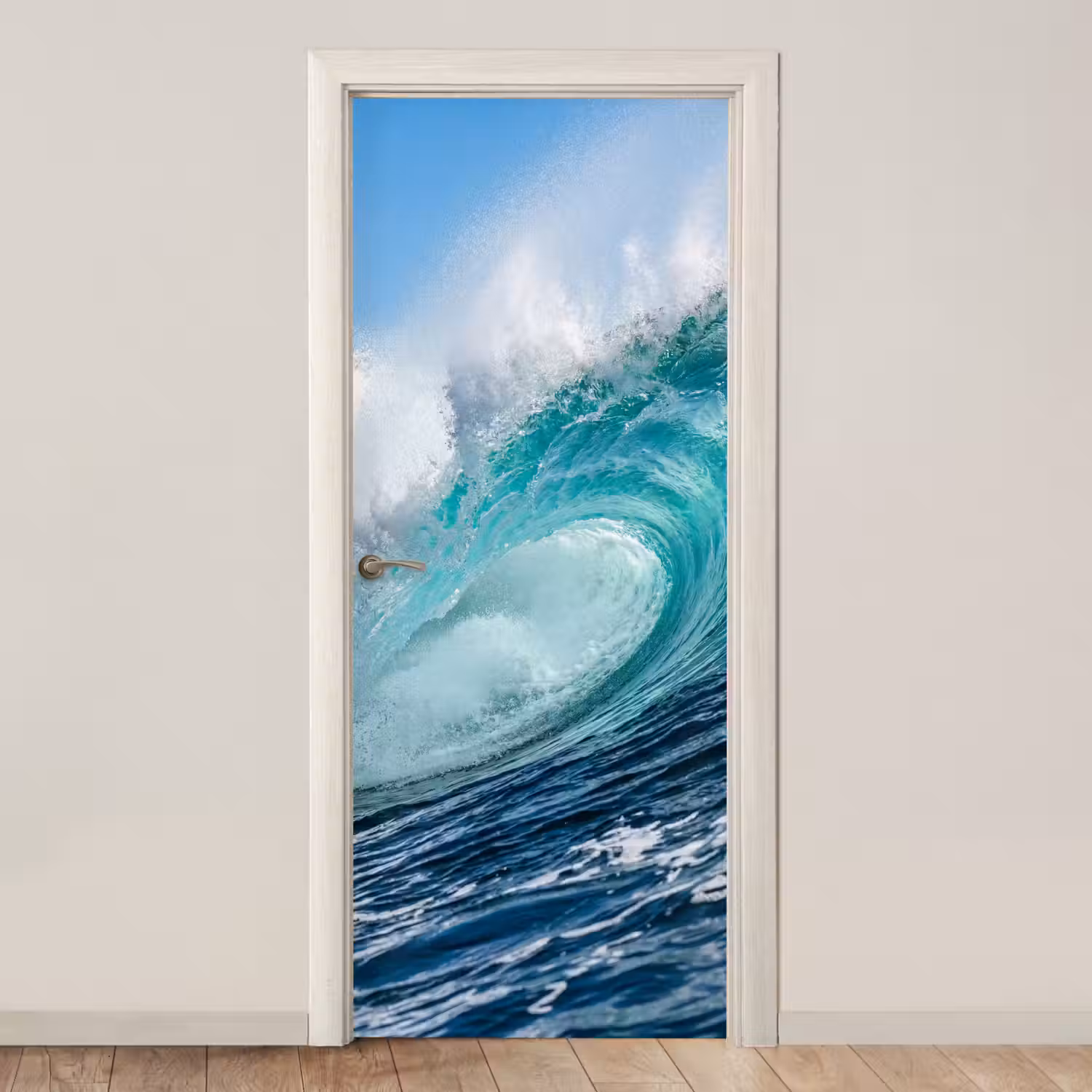Golf - Oceaan - Water - Dynamisch - Blauw deurposter klein -3d_beige
