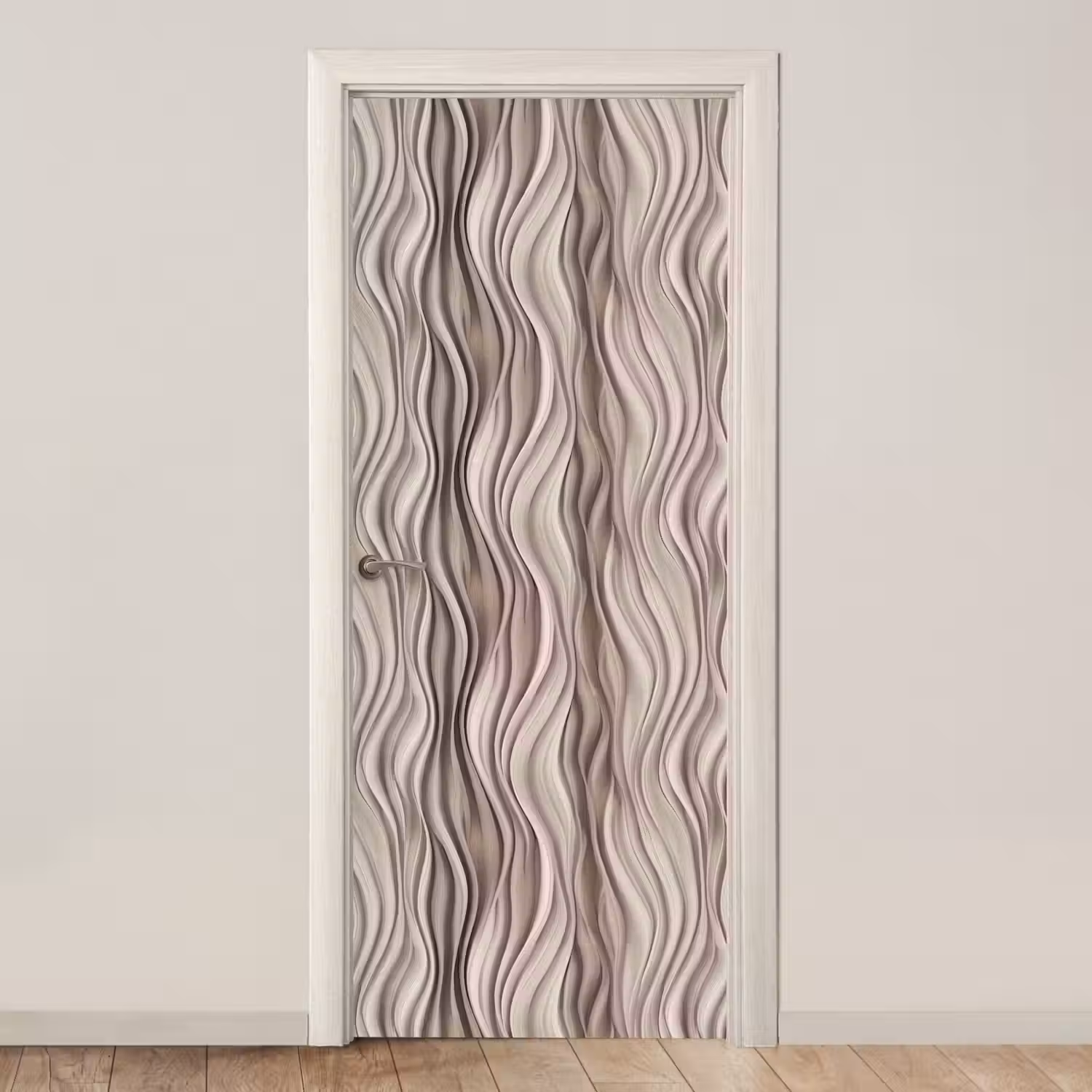 Golven - 3D - Crème deurposter klein 289 -3d_beige