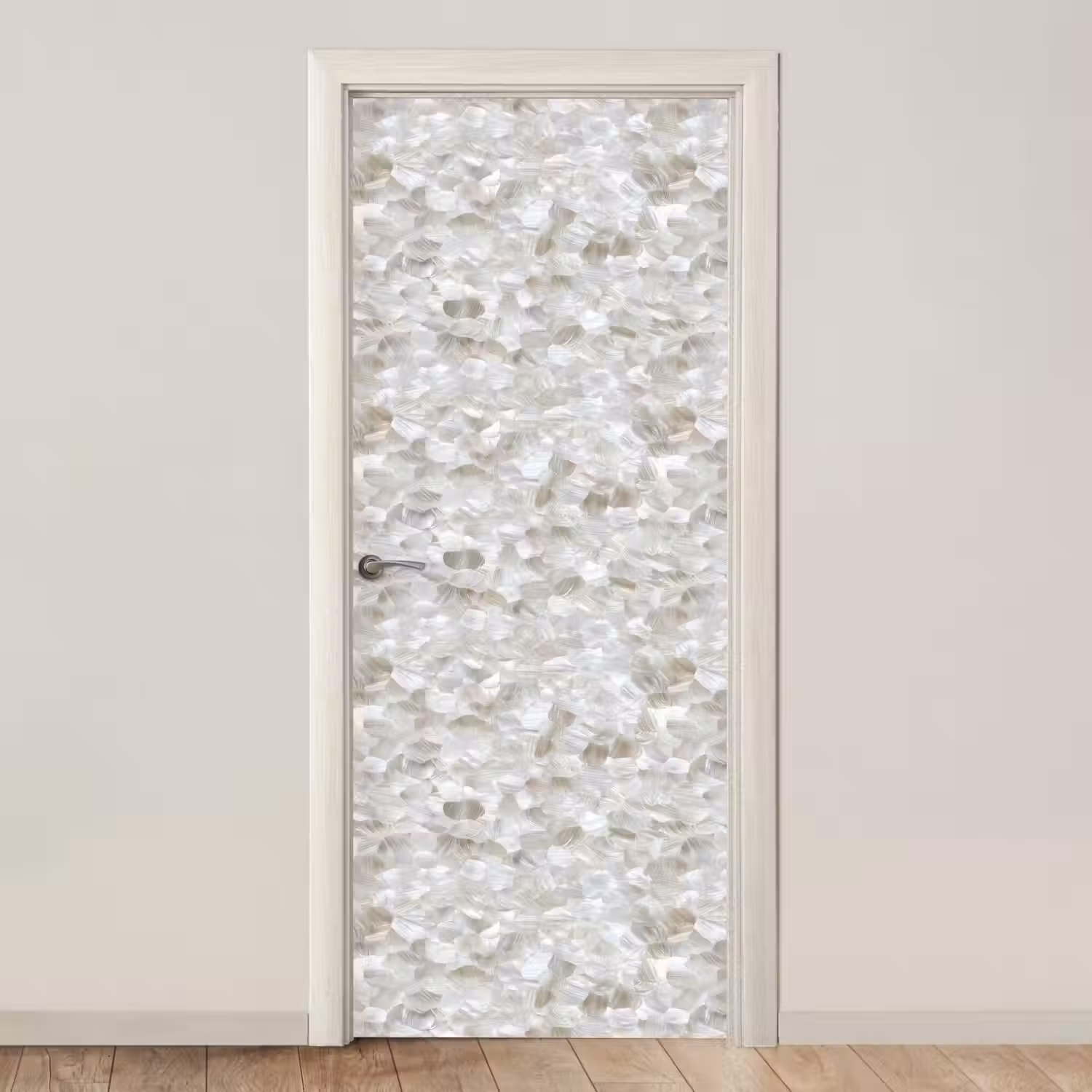 Wit - Penseelstreken - Reliëfeffect deurposter klein 289 -3d_beige