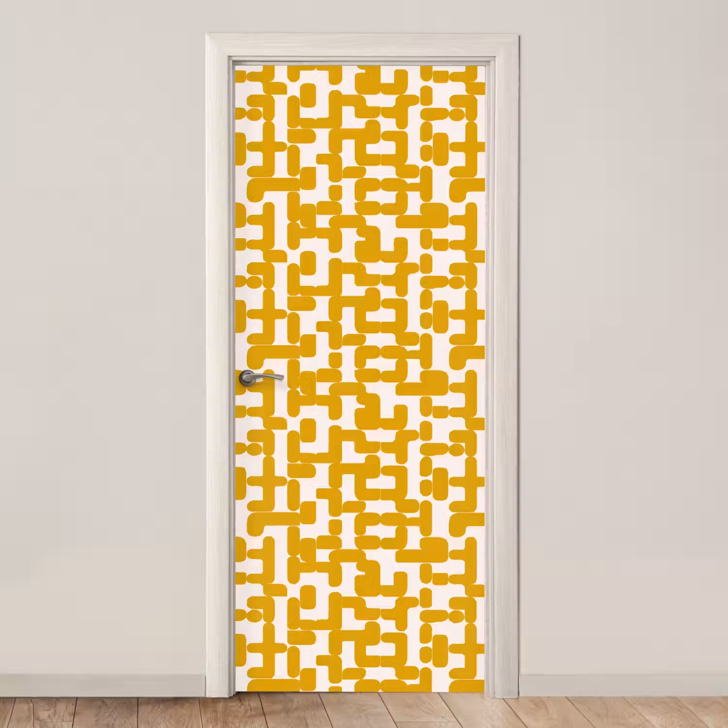 Geel - Beige - Patroon deurposter klein 289 -3d_beige