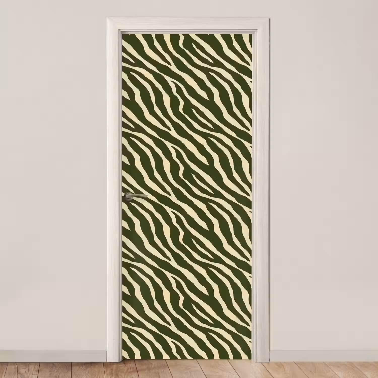 Zebra - Patroon - Groen deurposter klein 289 -3d_beige