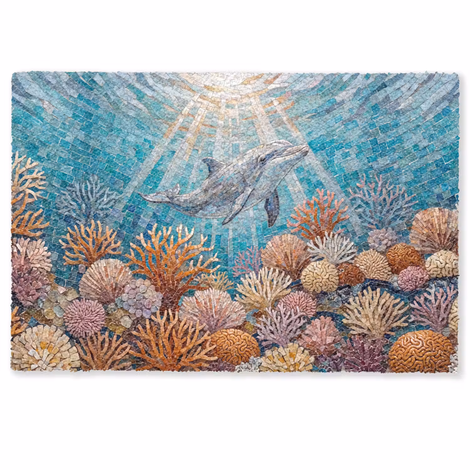 Dieren - Mozaïek - Oceaan - Koraal - Blauw Deurmat klein -zkaufland3d