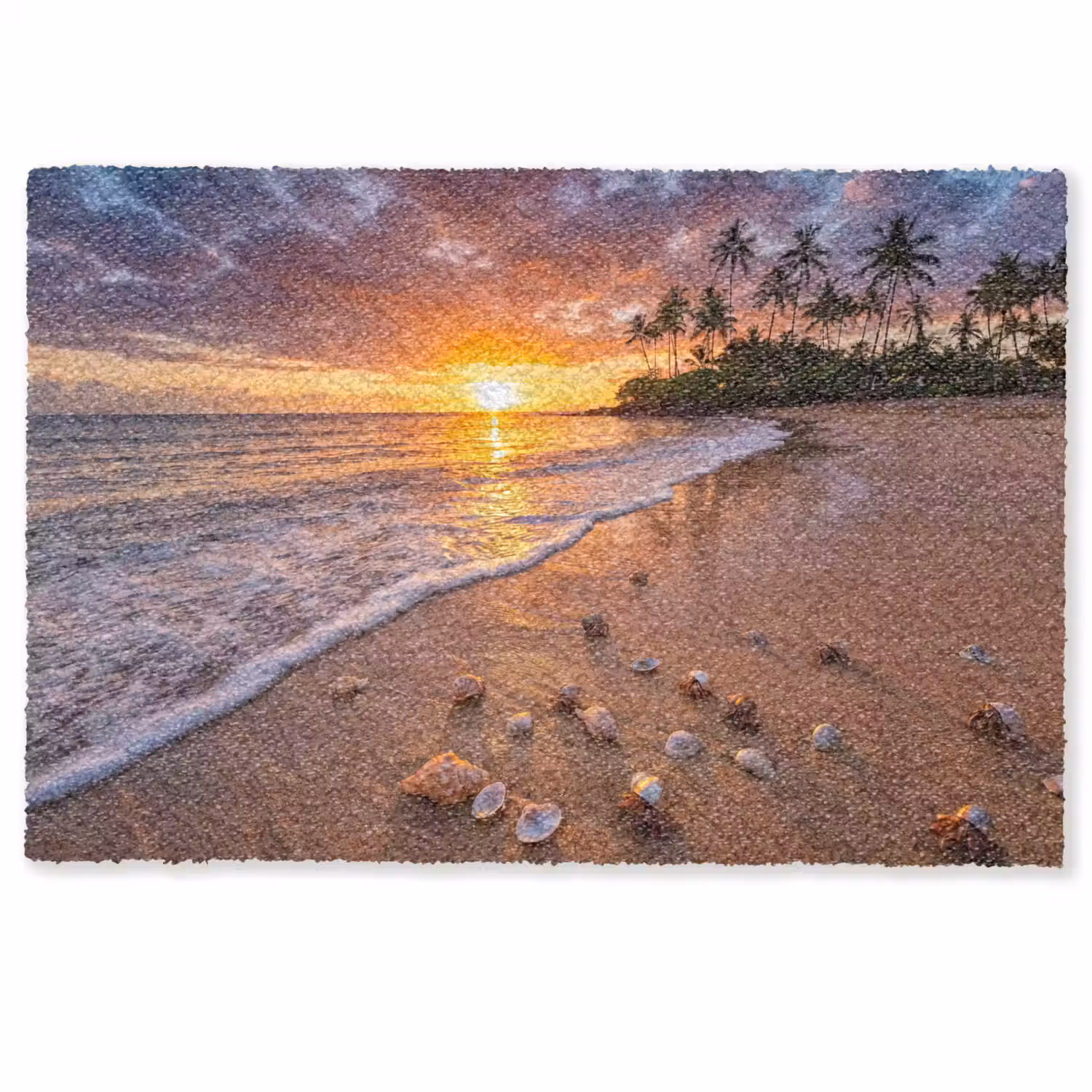 Strand - Zonsondergang - Palmbomen - Natuur - Oranje Deurmat klein -zkaufland3d
