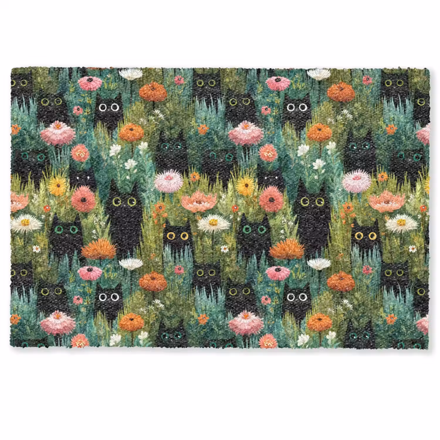 Katten - Bloemen - Kleurrijk Deurmat klein 898 -zkaufland3d