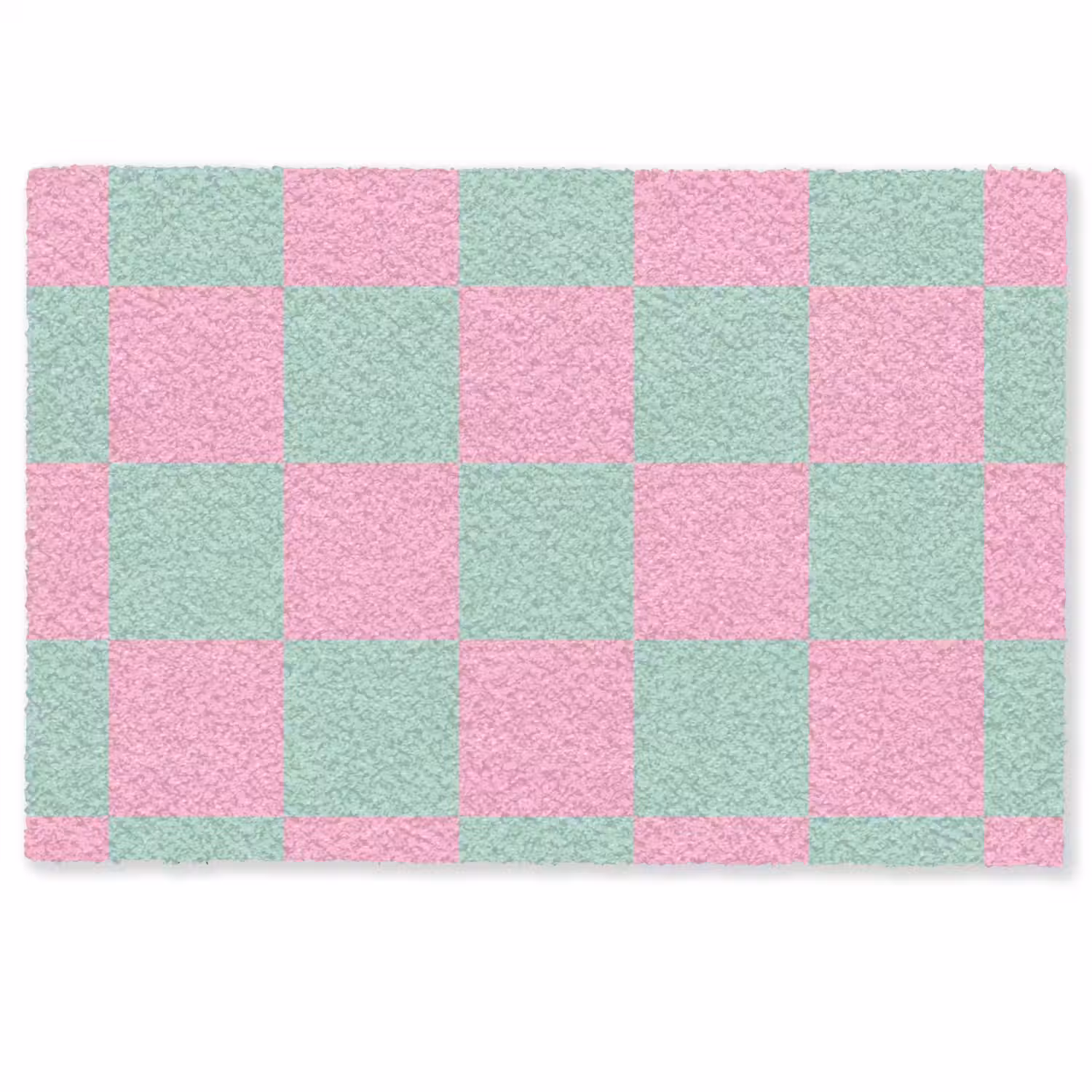 Schaakbord patroon - Groen - Roze - Blokjes Deurmat klein -zkaufland3d