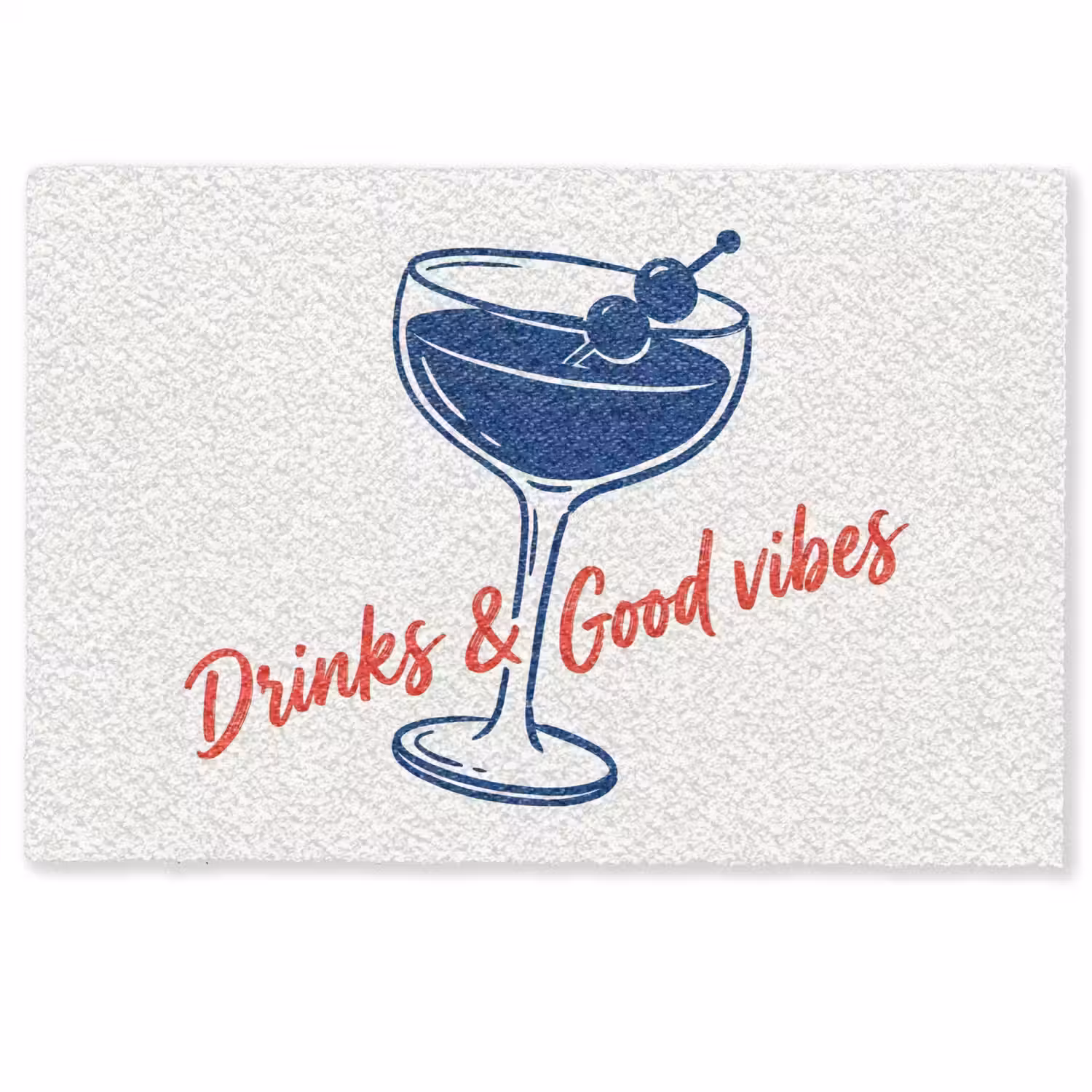 Cocktail - Glas - Illustratie - Blauw - Wit Deurmat klein -zkaufland3d