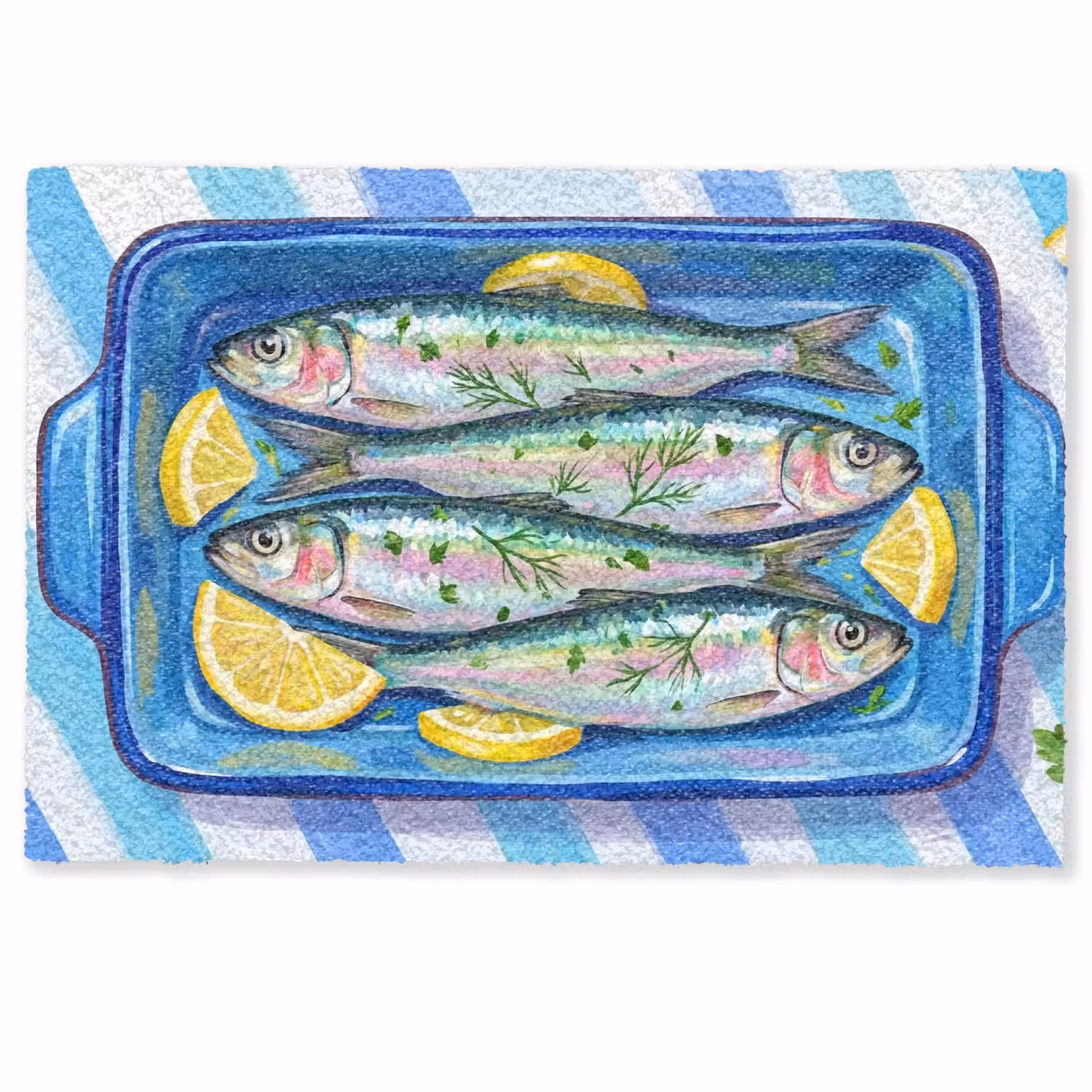 Vis - Citroen - Kruiden - Eten - Blauw Deurmat klein -zkaufland3d