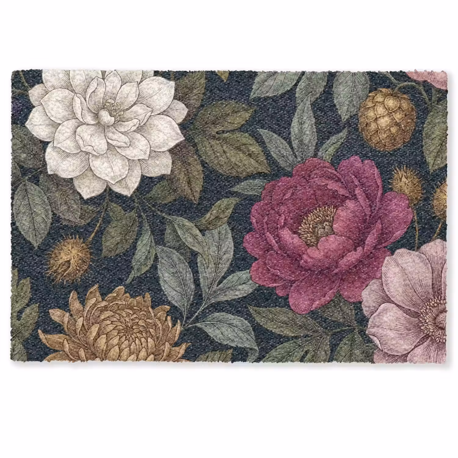 Bloemen - Botanisch - Illustratie - Donker - Vintage Deurmat klein -zkaufland3d