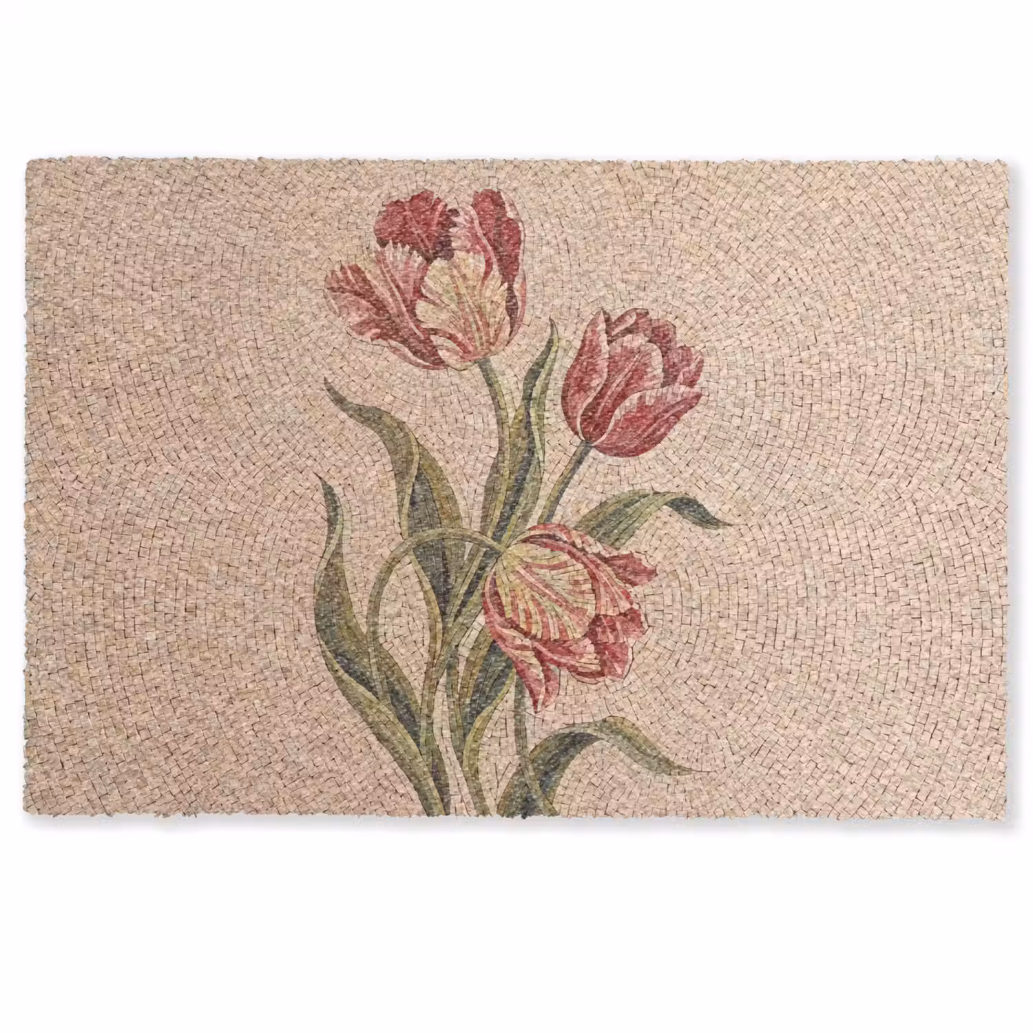 Bloemen - Mozaïek - Rood - Groen - Kunst Deurmat klein -zkaufland3d