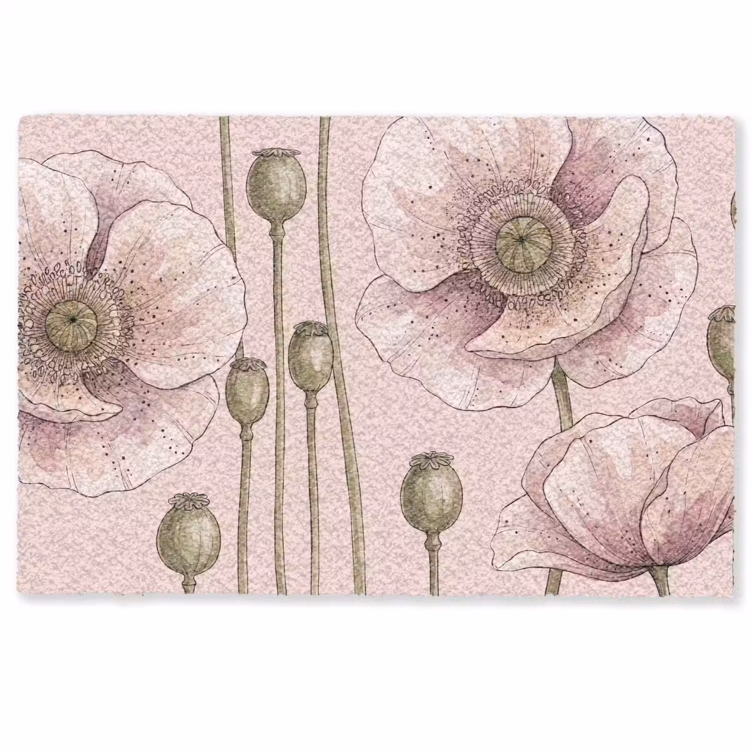 Bloemen - Zomer - Natuur - Aquarel - Roze Deurmat klein -zkaufland3d