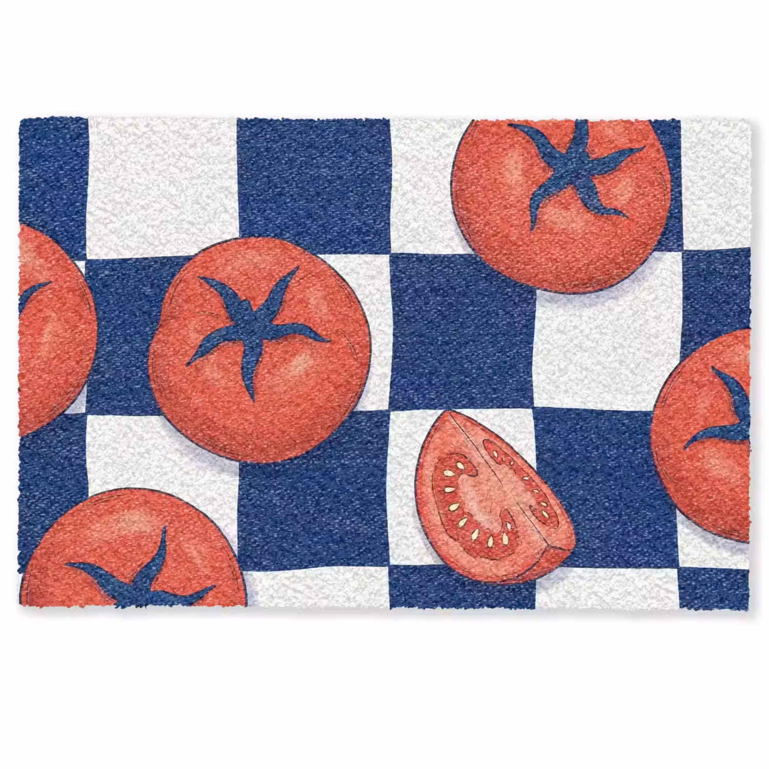 Eten - Tomaten - Keuken - Illustratie - Rood-Blauw Deurmat klein -zkaufland3d