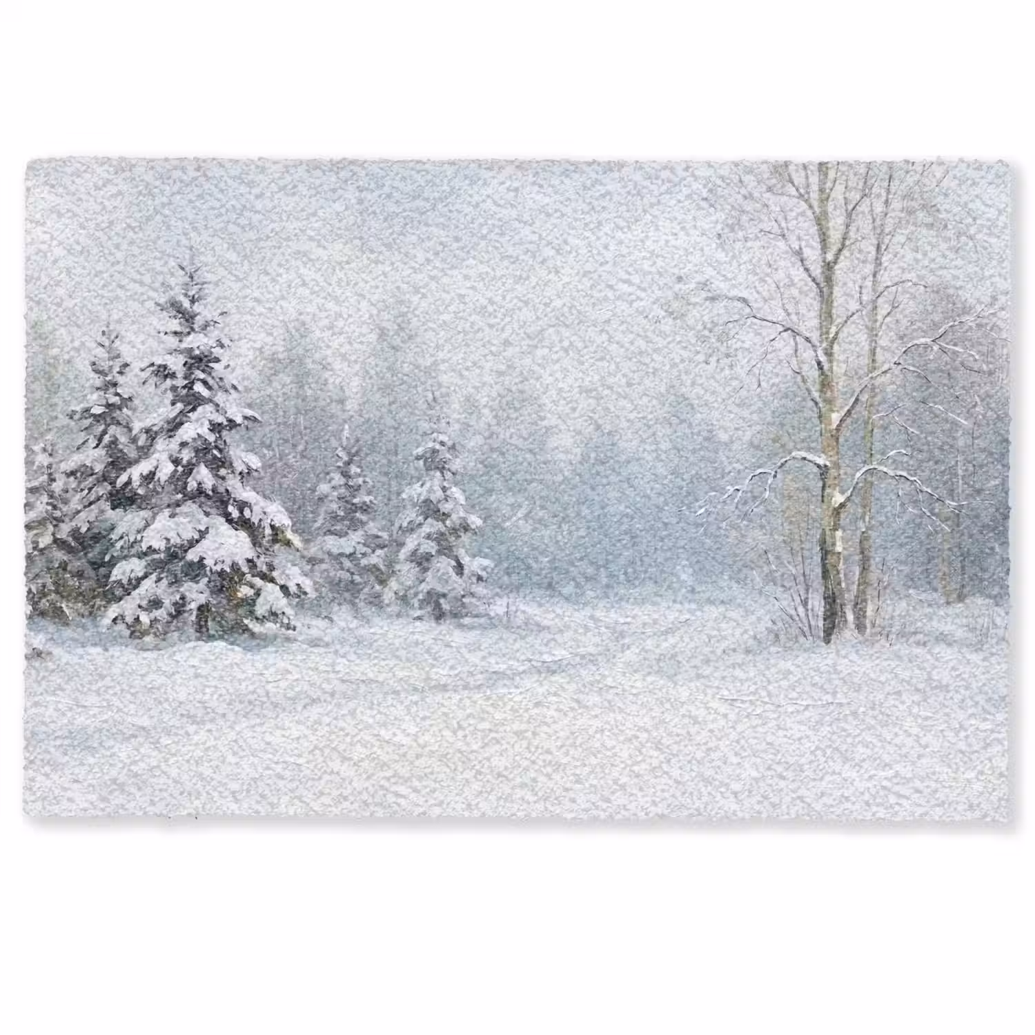 Bospad - Dennen - Sneeuw - Winter - Rustgevend Deurmat klein -zkaufland3d