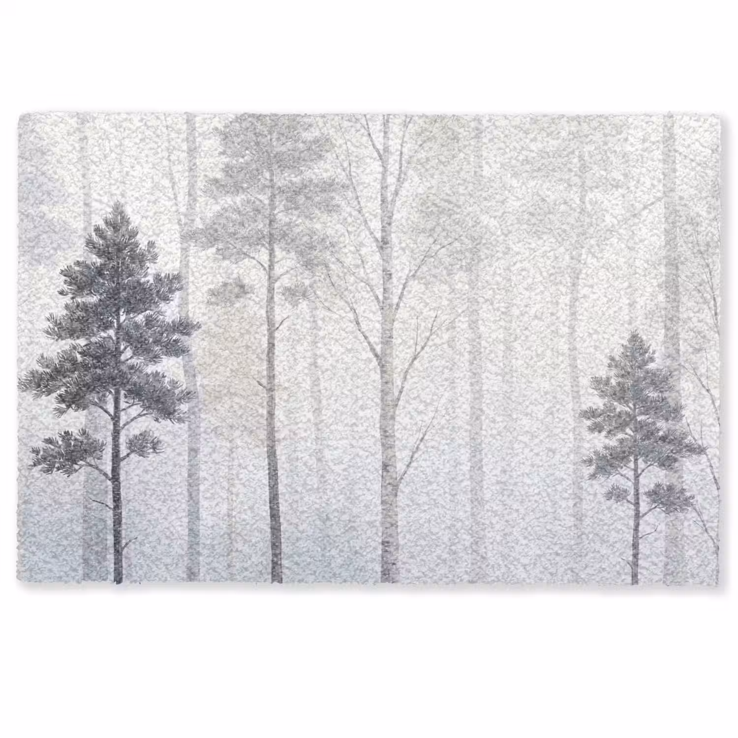 Bos - Bomen - Mist - Natuur - Illustratie - Grijs Deurmat klein -zkaufland3d