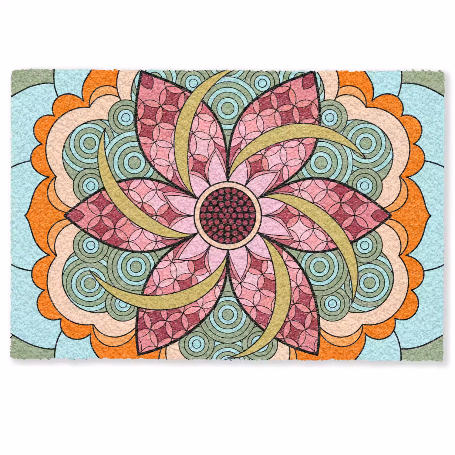 Mandala - Geometrisch - Kunst - Decoratief - Kleurrijk Deurmat klein -zkaufland3d