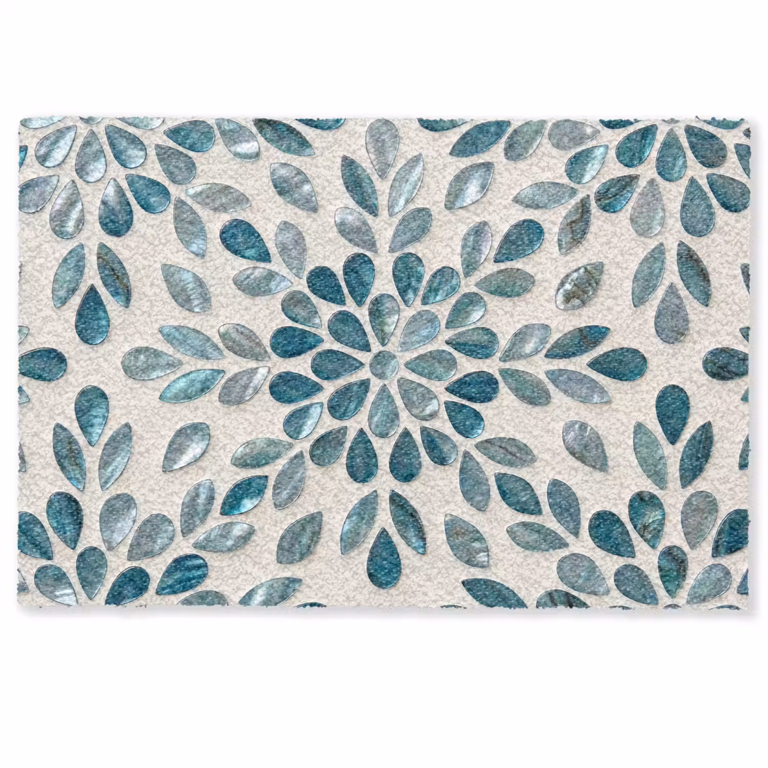 Patroon - Bladeren - Abstract - Modern - Turquoise Deurmat klein -zkaufland3d