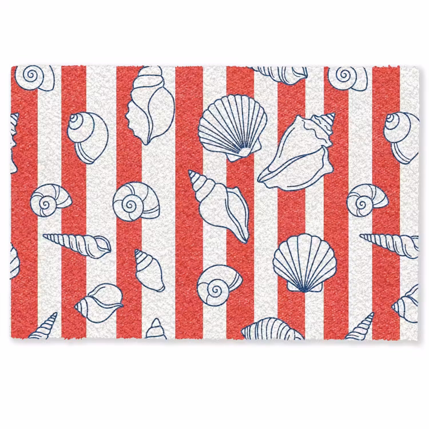 Schelp - Zeedieren - Zomer - Illustratie - Rood - Blauw Deurmat klein -zkaufland3d