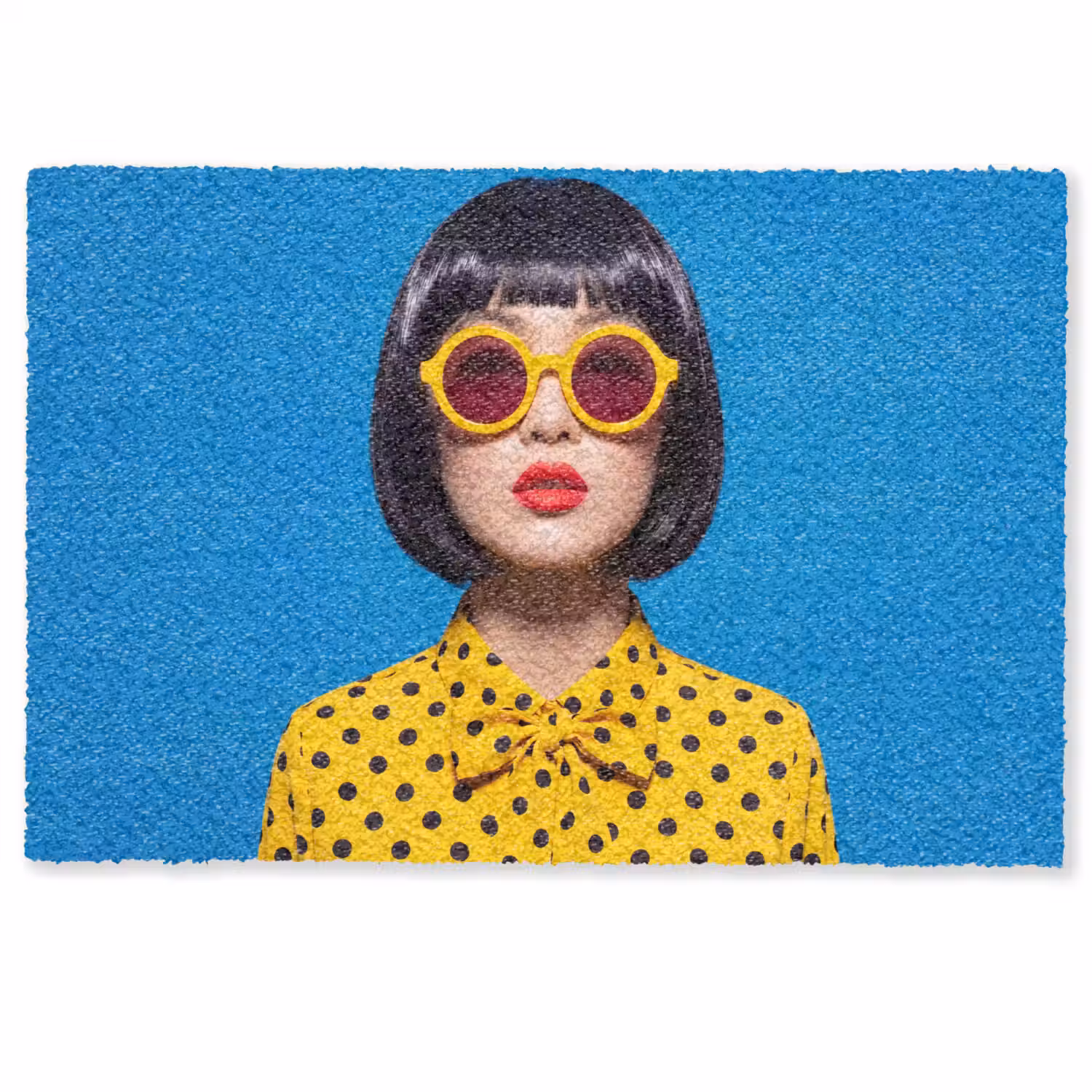 Vrouw - Zonnebril - Pop Art - Portret - Geel Deurmat klein -zkaufland3d