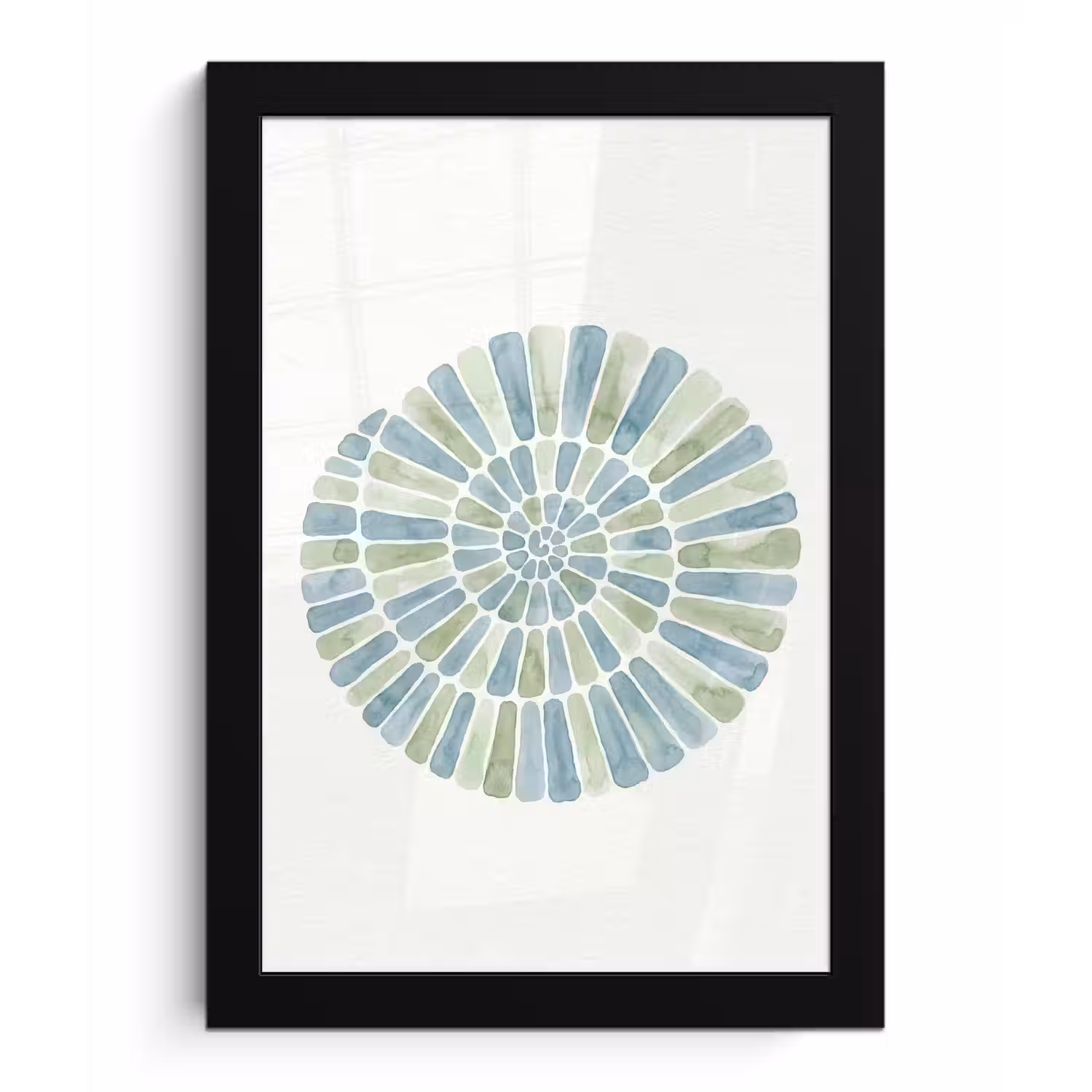 Abstract - Spiraal - Patroon - Modern - Blauw-Groen fotolijst zwart zonder passe partout klein -3d