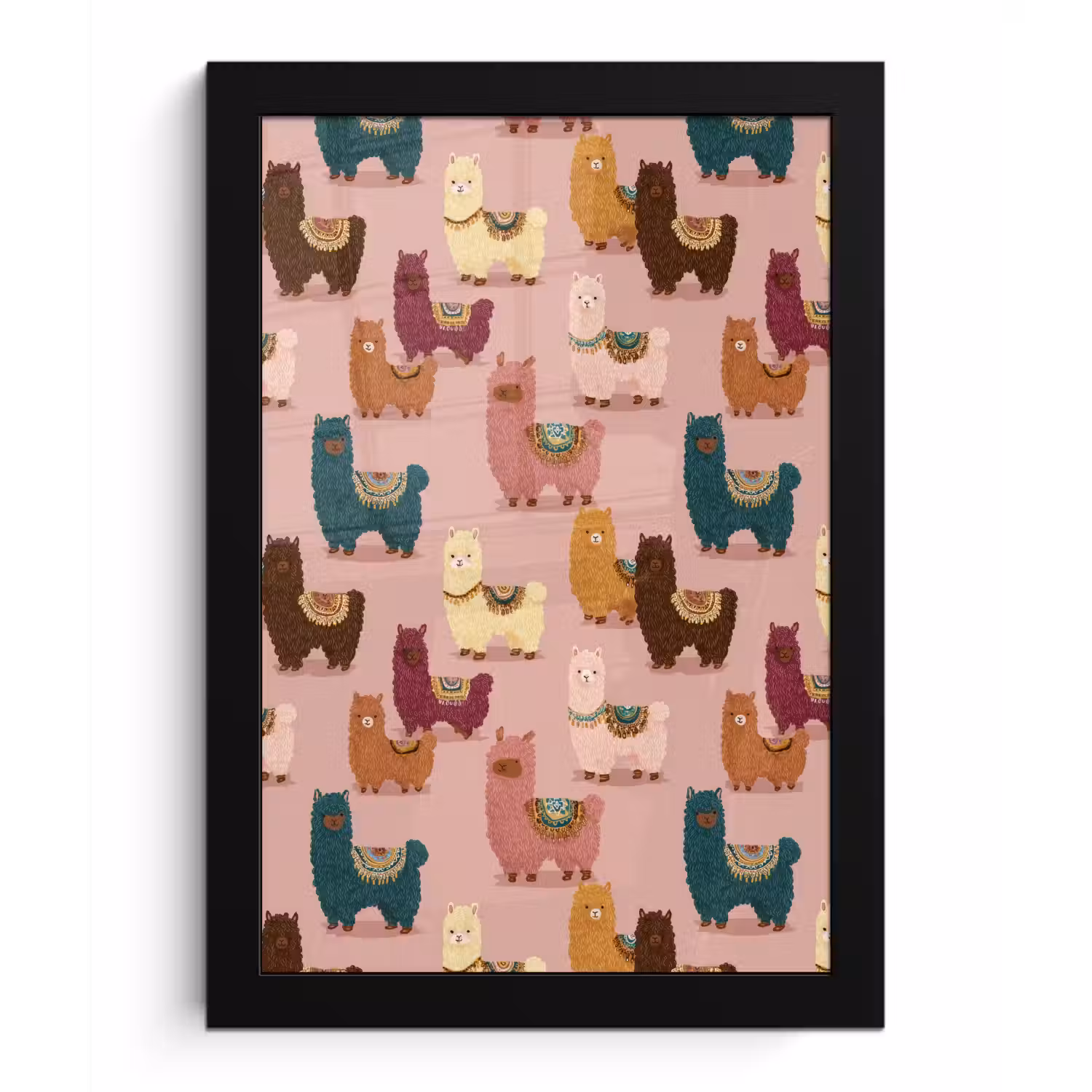 Alpaca's - Patroon - Kleurrijk fotolijst zwart zonder passe partout klein 224 -3d