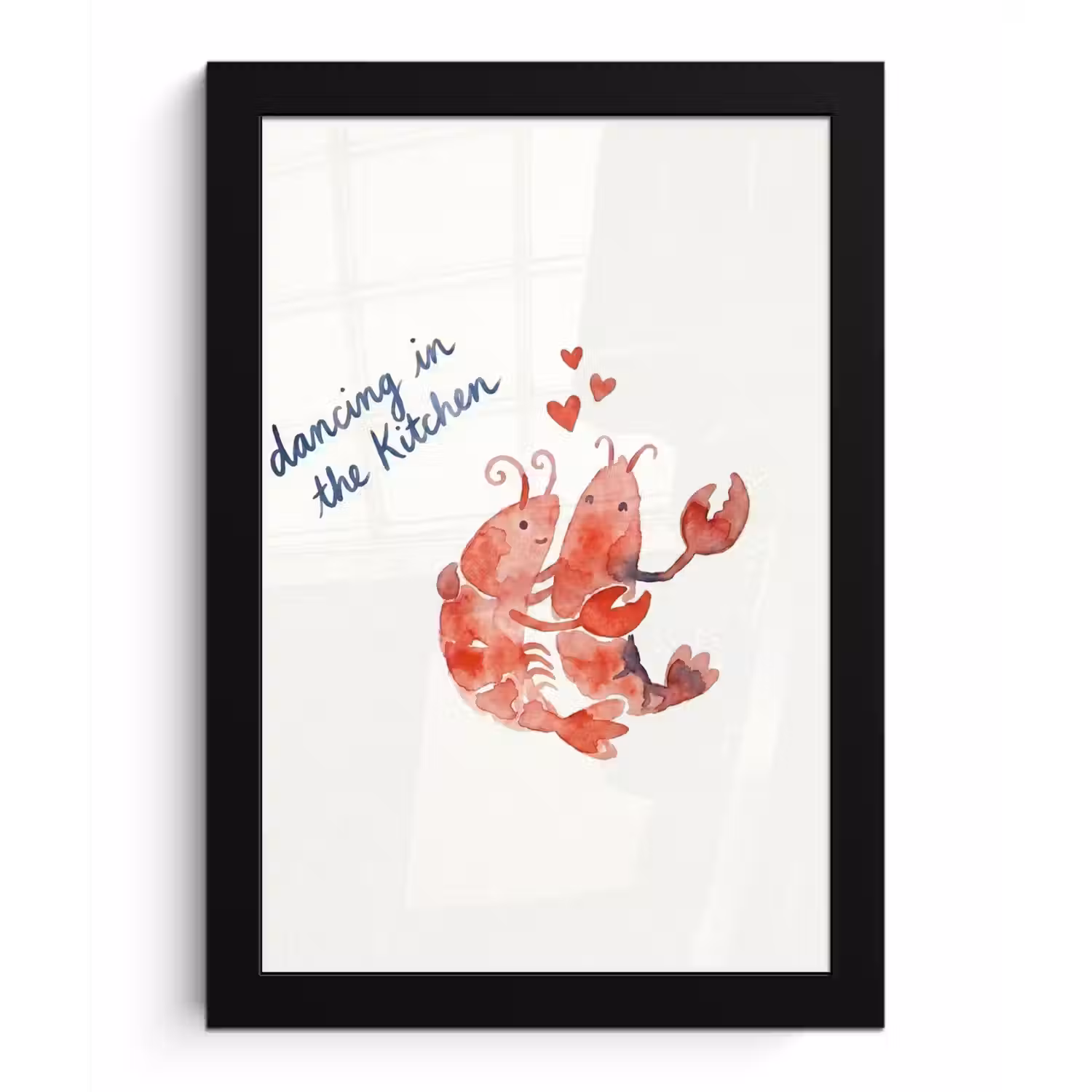 Dier - Dans - Liefde - Waterverf - Rood fotolijst zwart zonder passe partout klein -3d