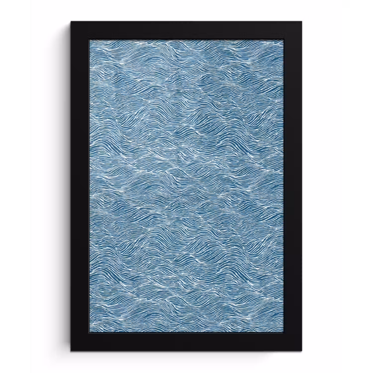 Blauw - Wit - Golven - Getekend - Textuur fotolijst zwart zonder passe partout klein 224 -3d