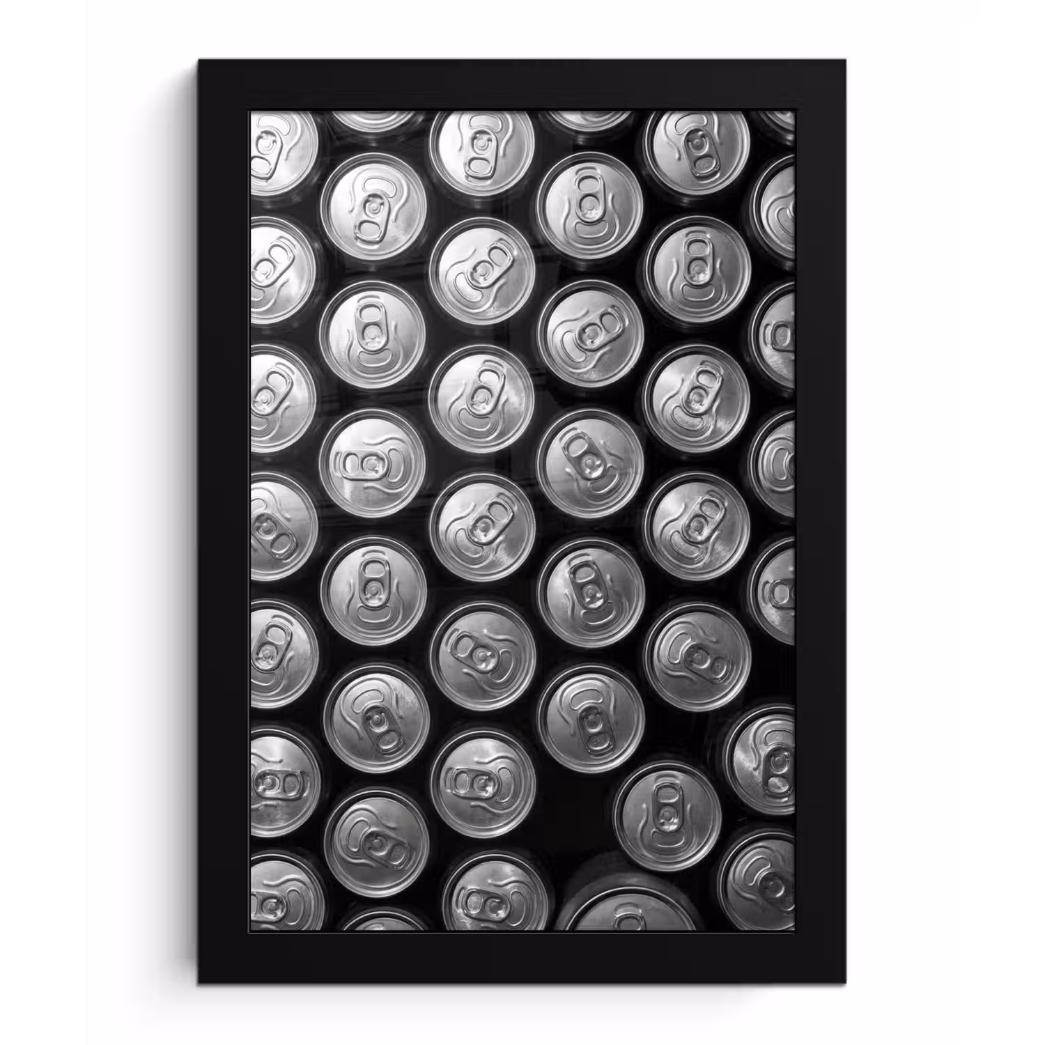 Blikjes - Aluminium - Patroon - Industrieel - Zilver fotolijst zwart zonder passe partout klein -3d