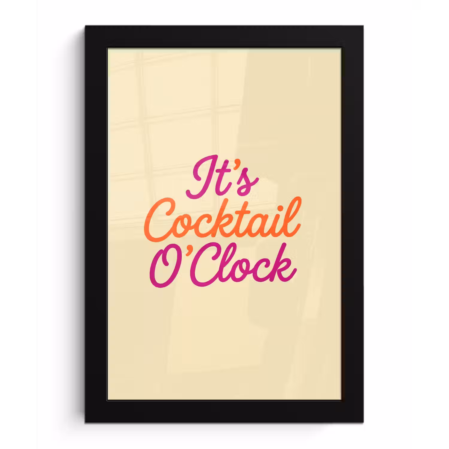 Cocktail O'Clock - Geel - Retro fotolijst zwart zonder passe partout klein -3d