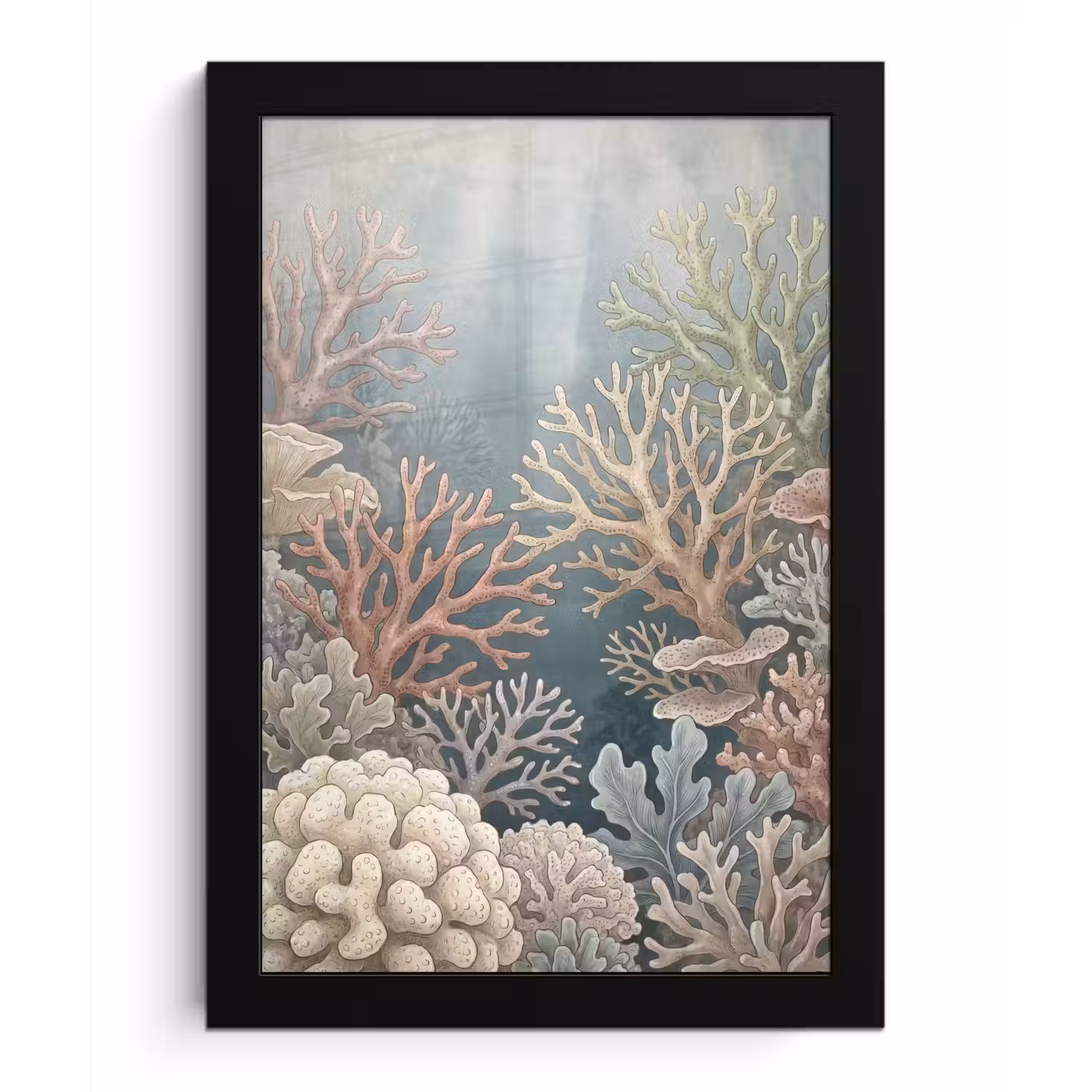 Koraal - Zeeleven - Onderwater - Illustratie - Natuur fotolijst zwart zonder passe partout klein -3d