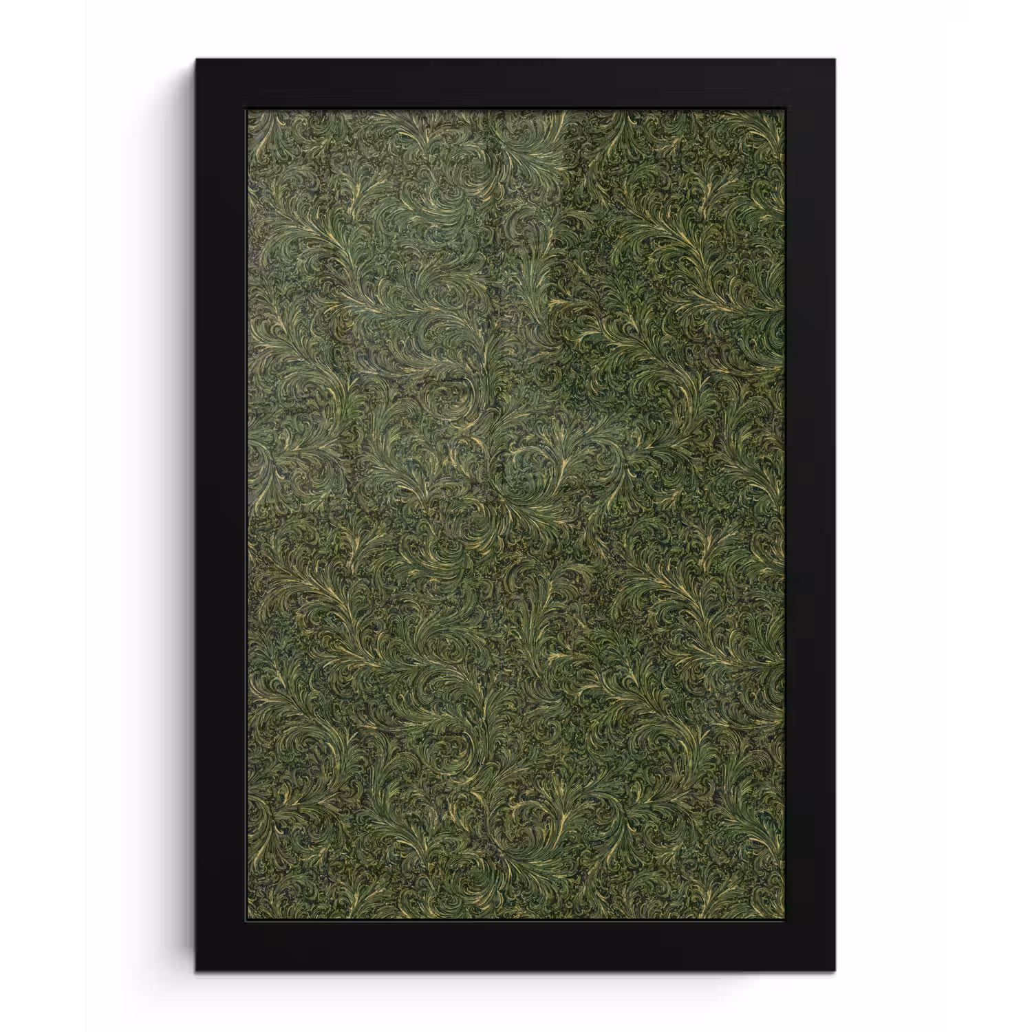 Donker - Groen - Krullend - Botanisch fotolijst zwart zonder passe partout klein 224 -3d