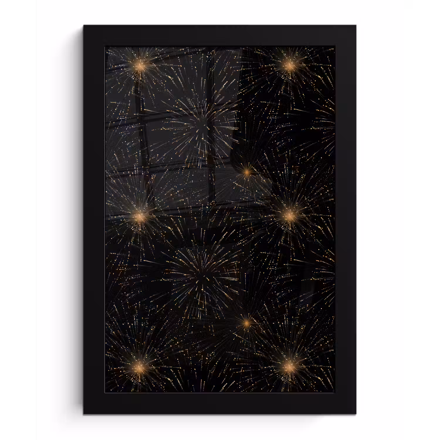 Vuurwerk - Patroon - Feestelijk - Goud - Zwart fotolijst zwart zonder passe partout klein 224 -3d