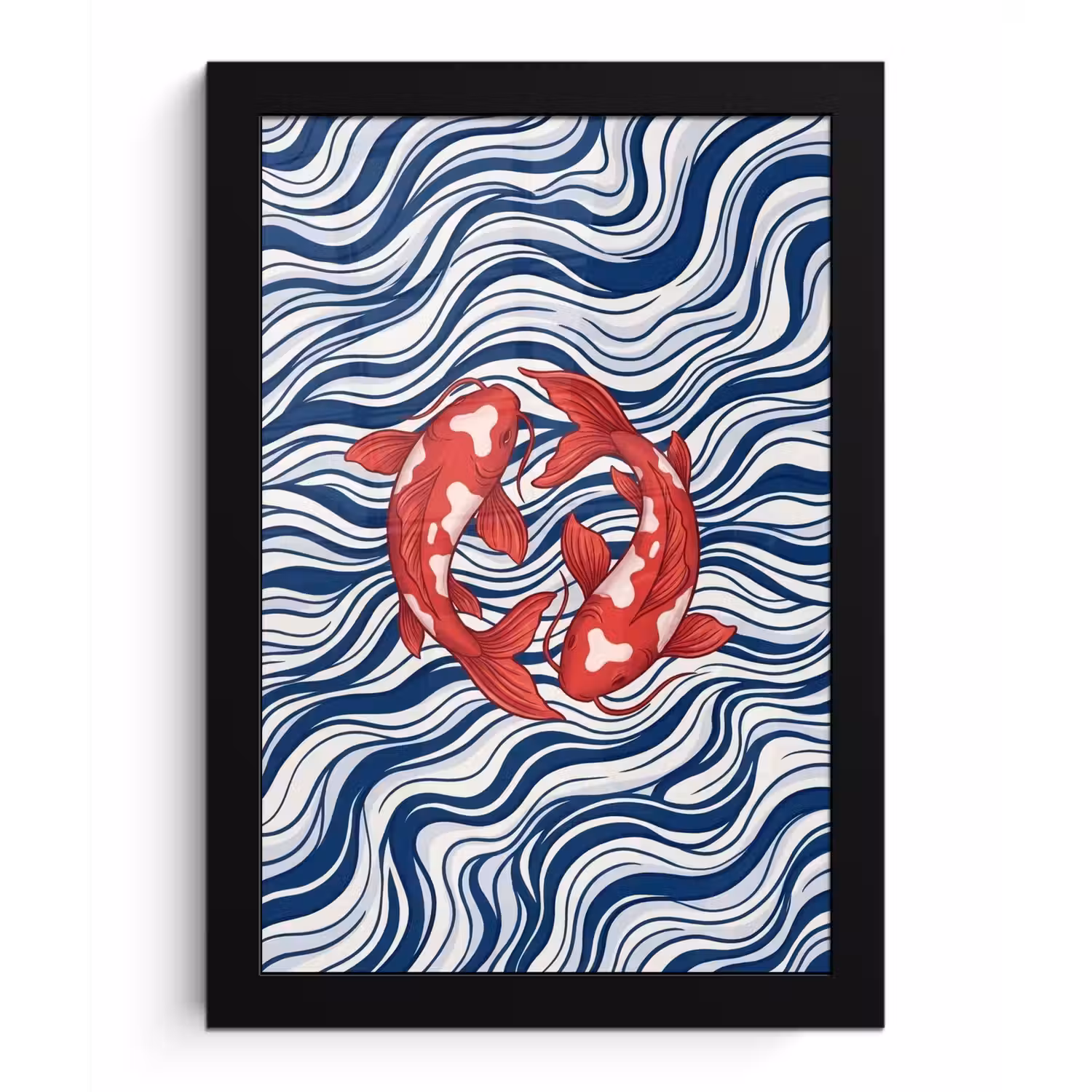 Vis - Water - Natuur - Illustratie - Rood fotolijst zwart zonder passe partout klein -3d