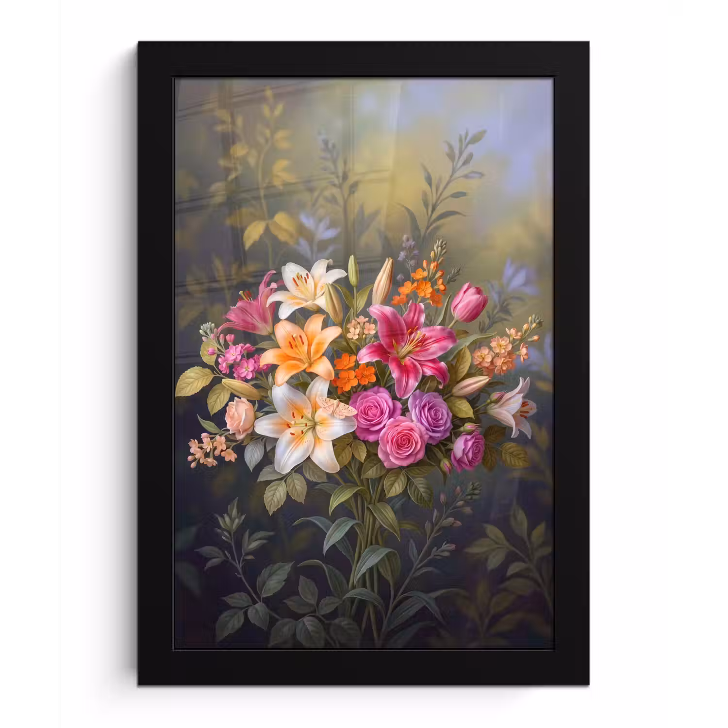 Bloemen - Boeket - Natuur - Kleurrijk - Modern fotolijst zwart zonder passe partout klein -3d