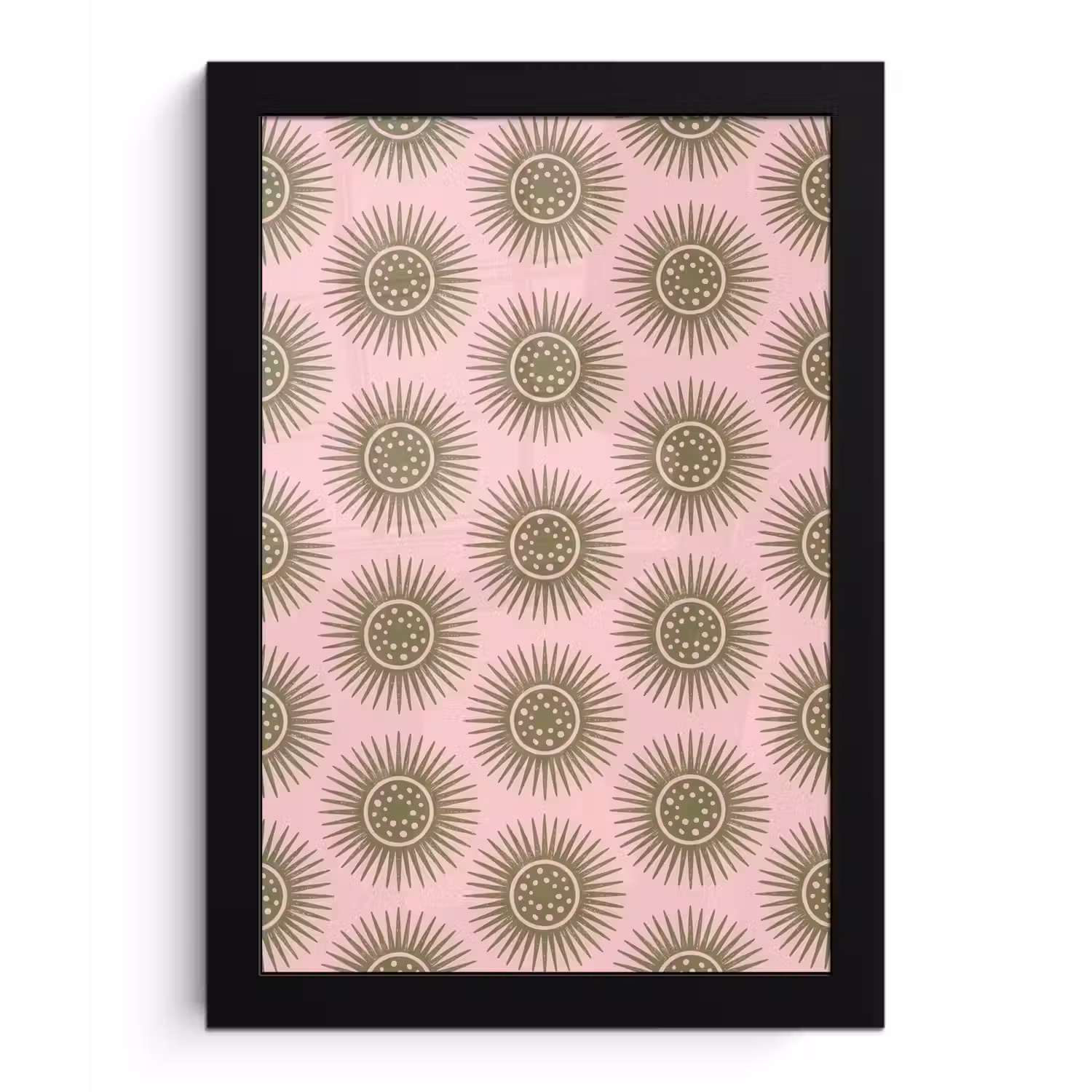 Bloemen - Patroon - Abstract - Roze - Groen fotolijst zwart zonder passe partout klein -3d