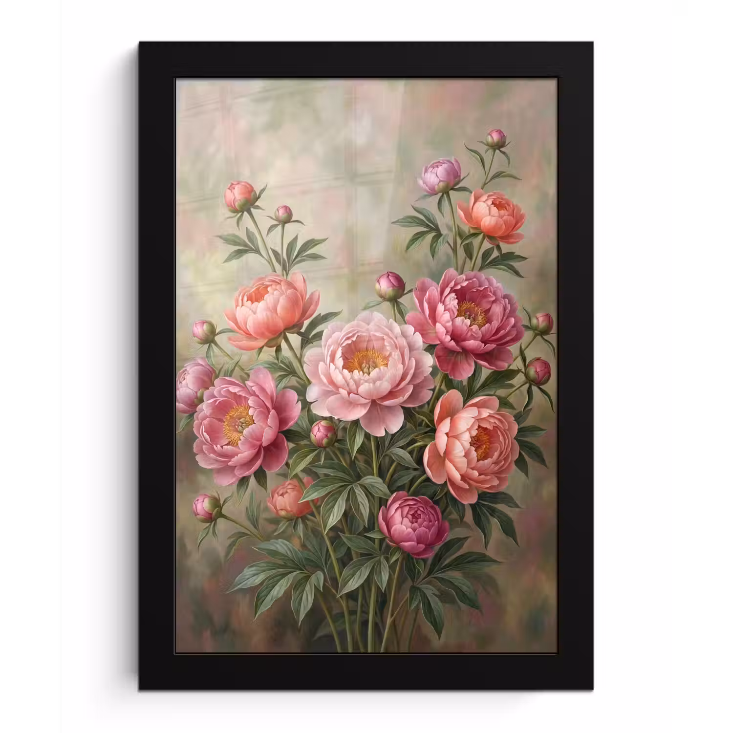 Bloemen - Roze - Klassiek - Gedetailleerd - Natuur fotolijst zwart zonder passe partout klein -3d