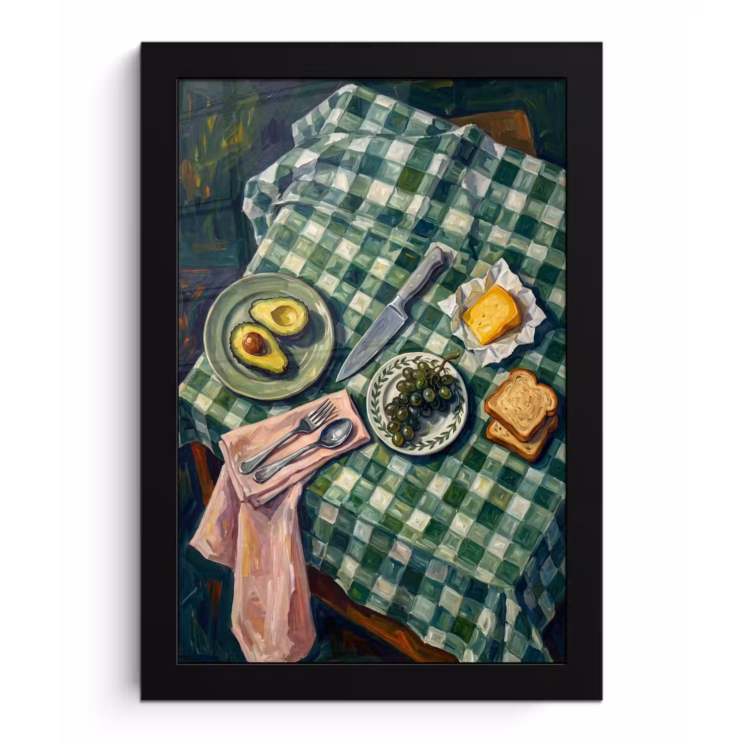 Eten - Ontbijt - Tafel - Modern - Groen fotolijst zwart zonder passe partout klein -3d