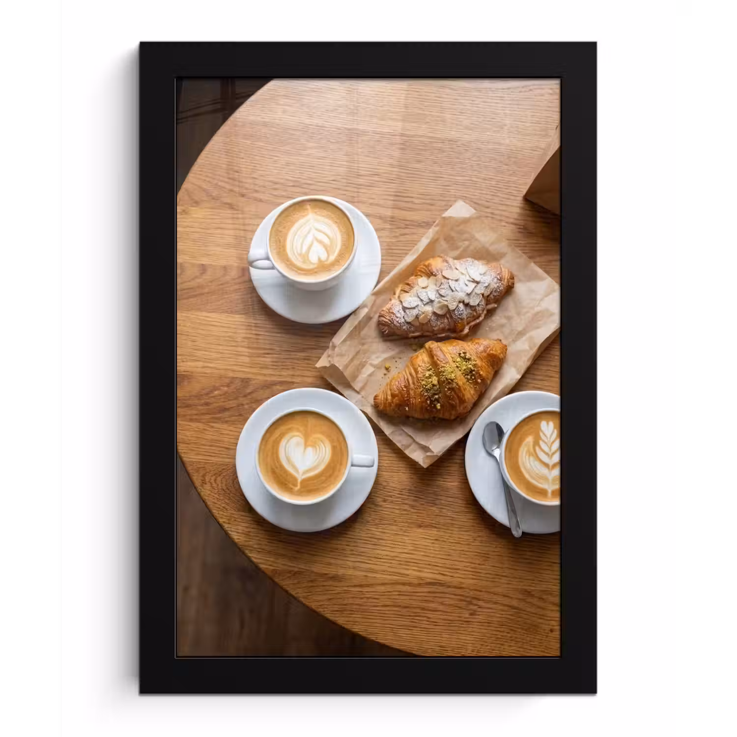 Eten - Croissant - Koffie - Ontbijt - Modern fotolijst zwart zonder passe partout klein -3d