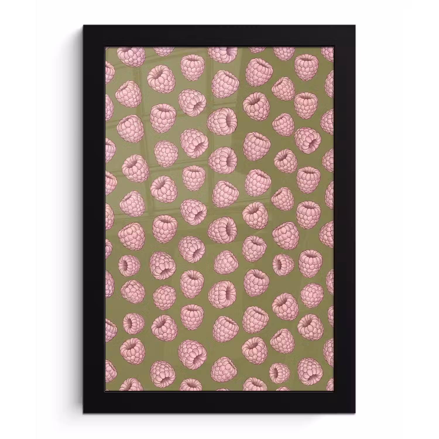Eten - Patroon - Illustratie - Roze - Groen fotolijst zwart zonder passe partout klein -3d
