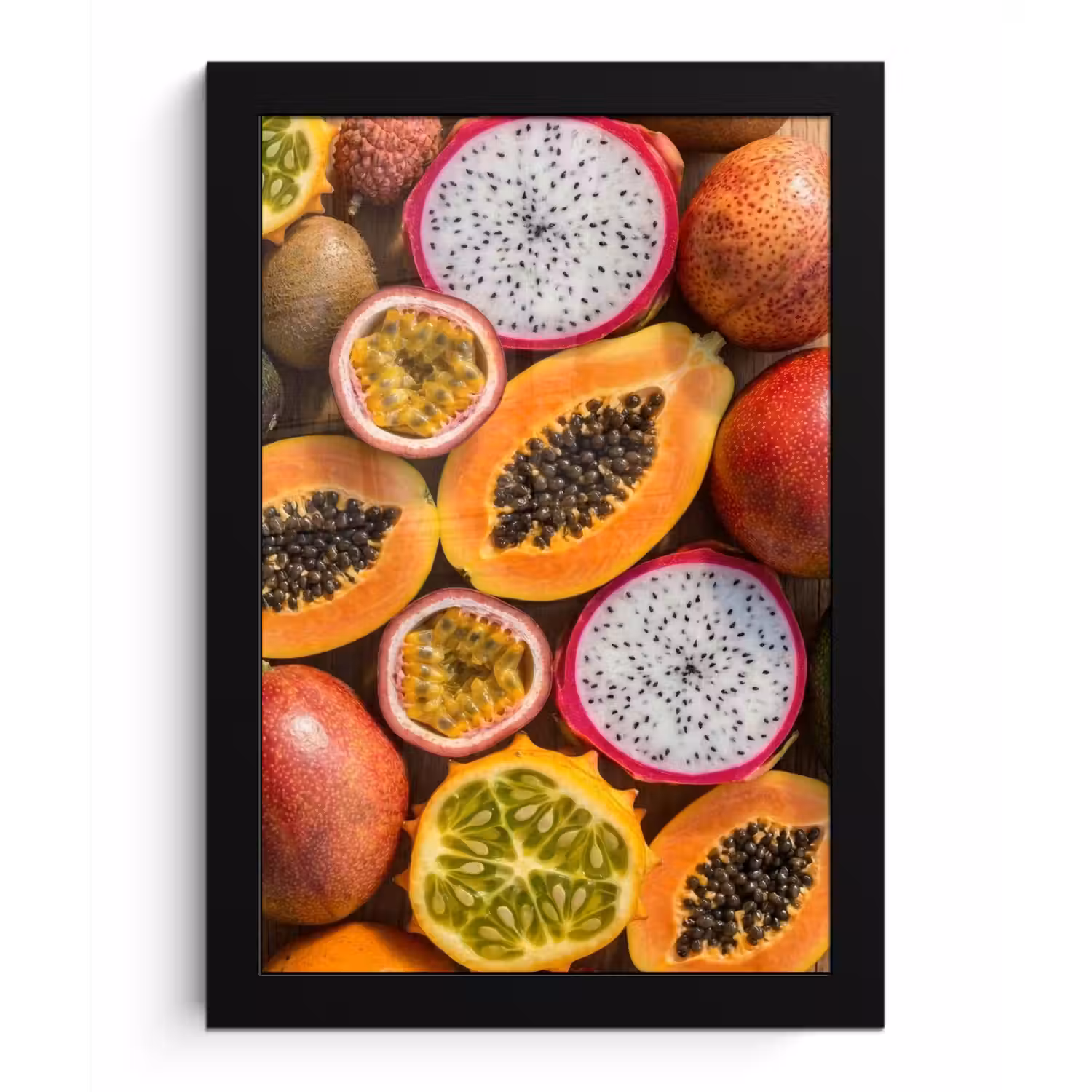 Fruit - Geopend - Tropisch - Eten - Kleurrijk fotolijst zwart zonder passe partout klein -3d