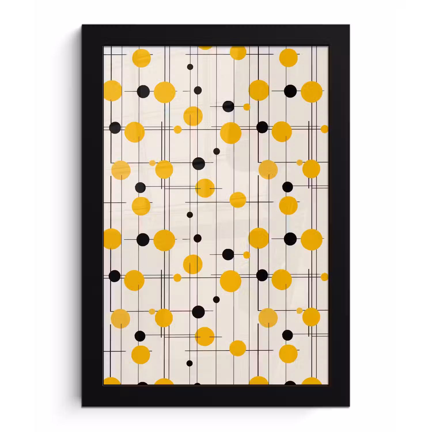 Geometrisch - Retro - Lijnen - Okergeel - Zwart fotolijst zwart zonder passe partout klein 224 -3d