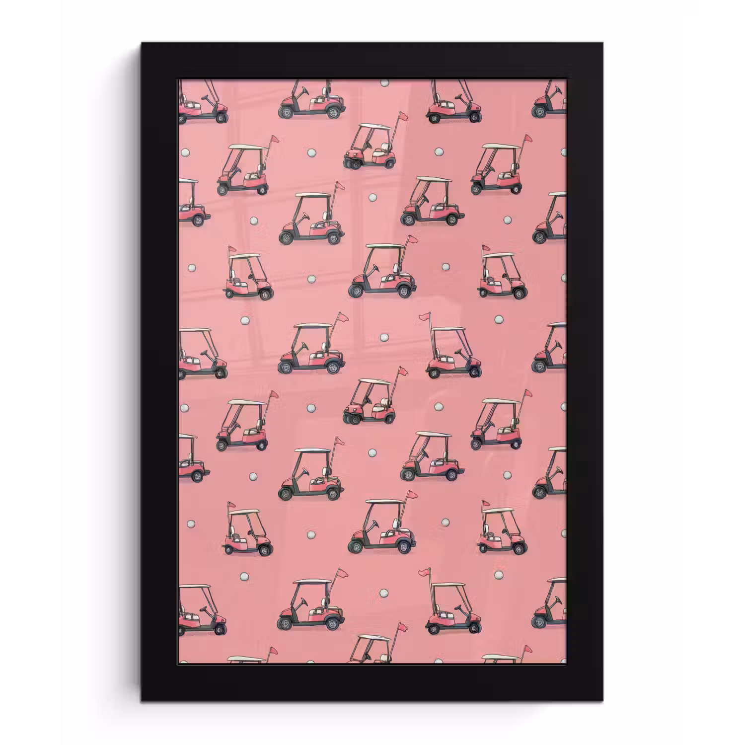 Golfkar - Retro - Roze fotolijst zwart zonder passe partout klein 224 -3d
