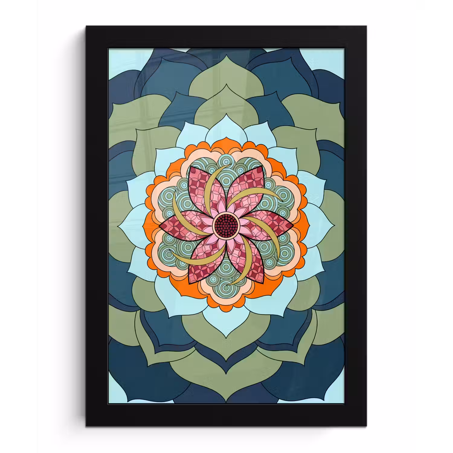 Mandala - Geometrisch - Kunst - Decoratief - Kleurrijk fotolijst zwart zonder passe partout klein -3d