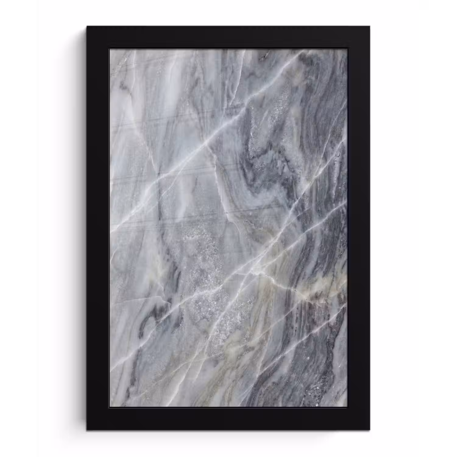 Marmer - Ader - Patroon - Abstract - Grijs fotolijst zwart zonder passe partout klein -3d