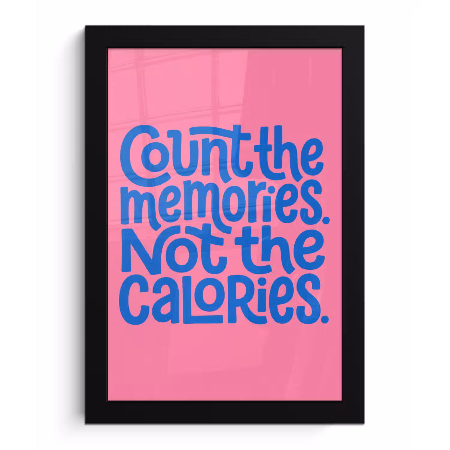 Memories - Roze - Blauw - Quote fotolijst zwart zonder passe partout klein -3d